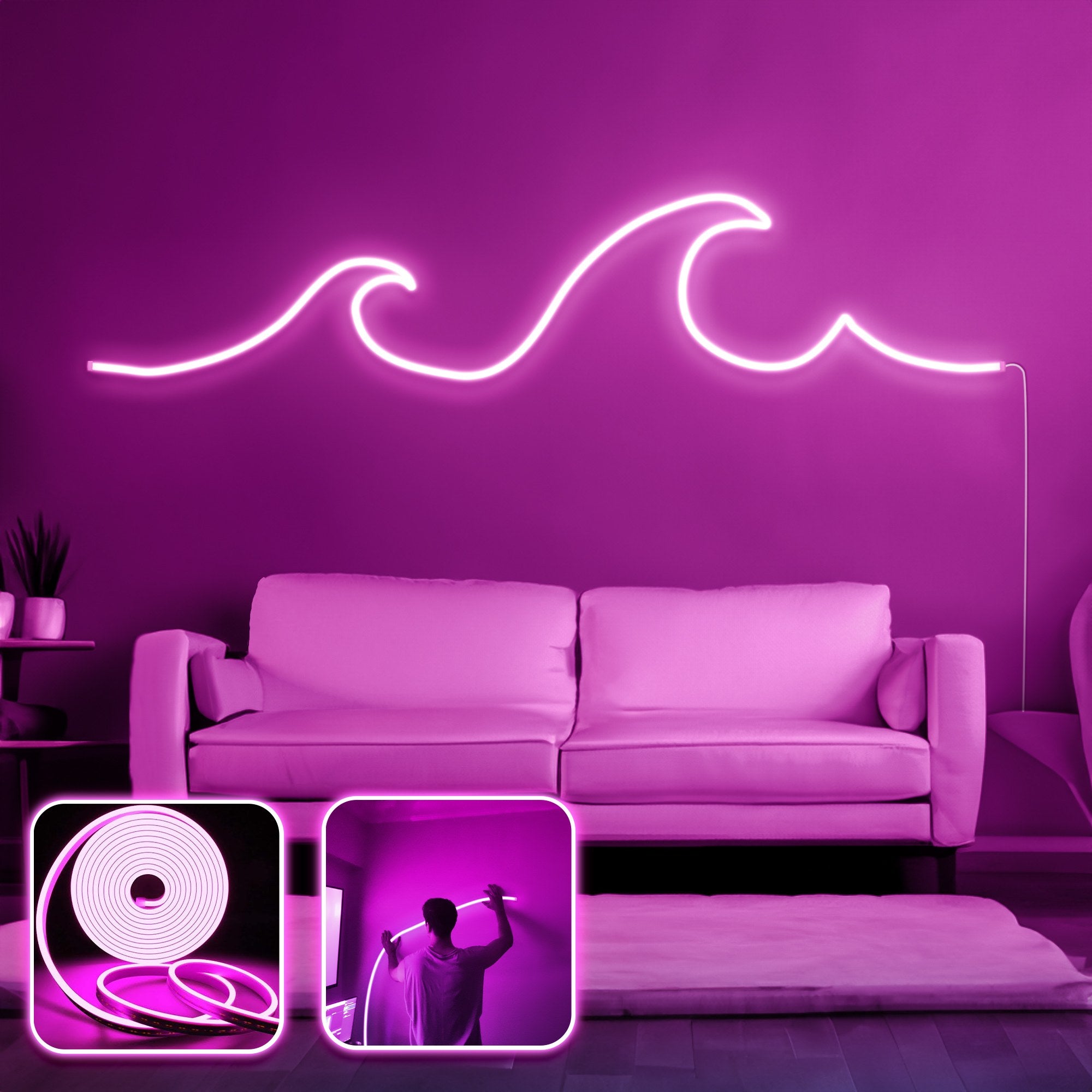 Iluminação LED de parede decorativa – 300 cm – Rosa