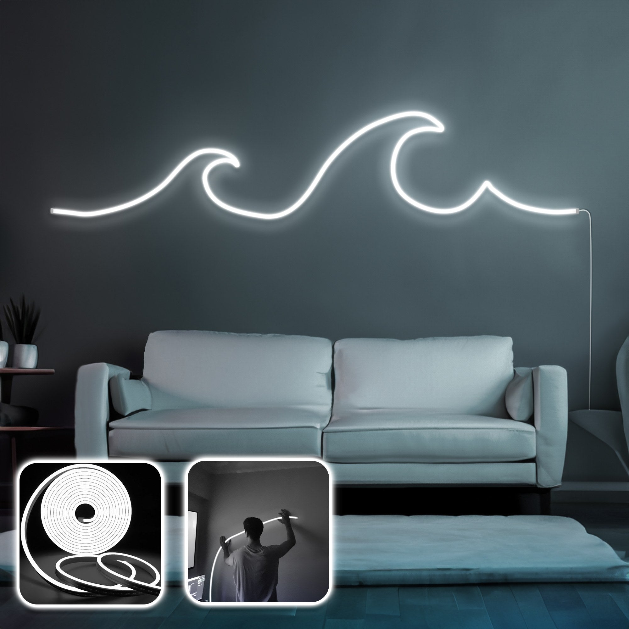 Iluminação Decorativa de Parede LED – Branco – Néon