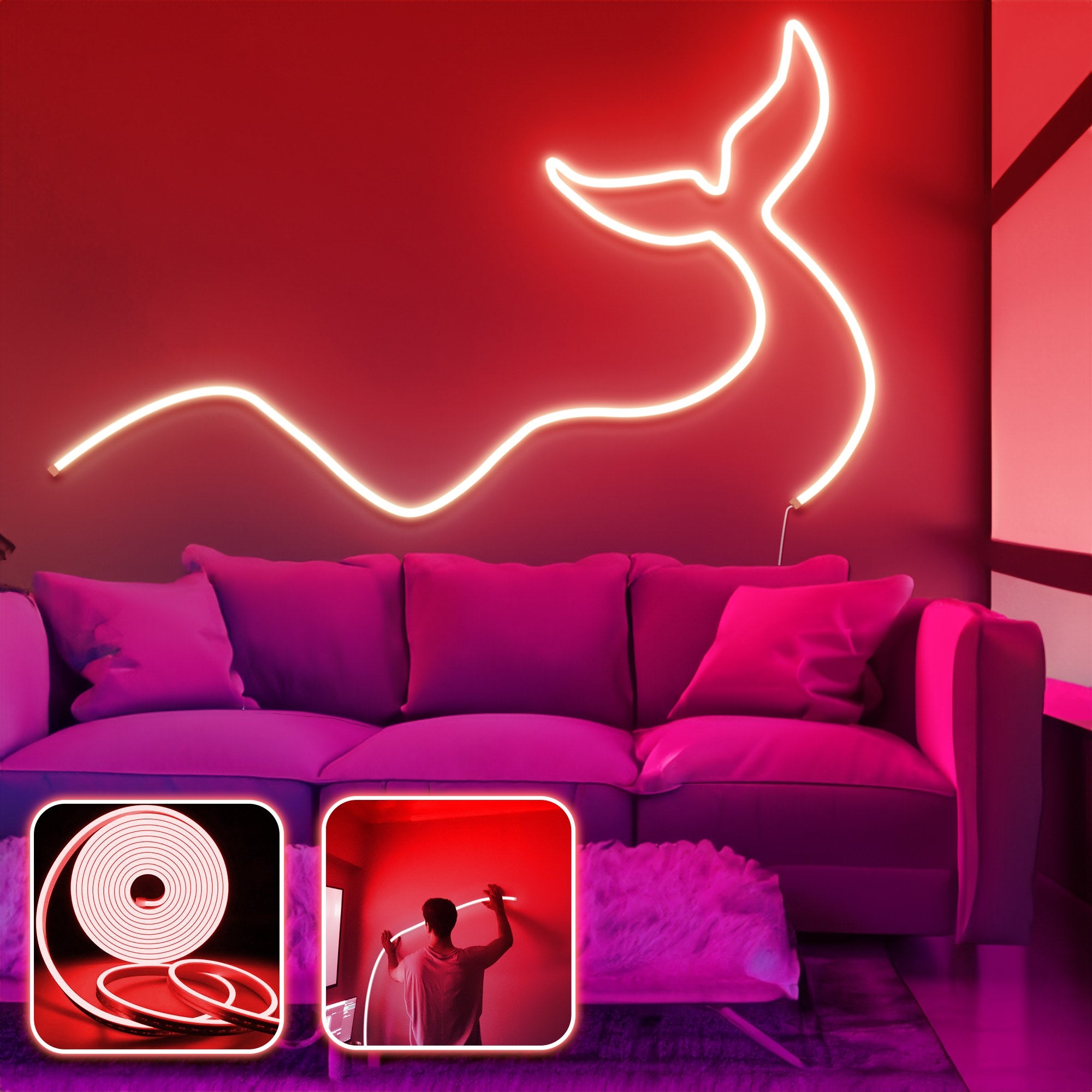 Iluminação LED de parede decorativa – 300 cm – Vermelho