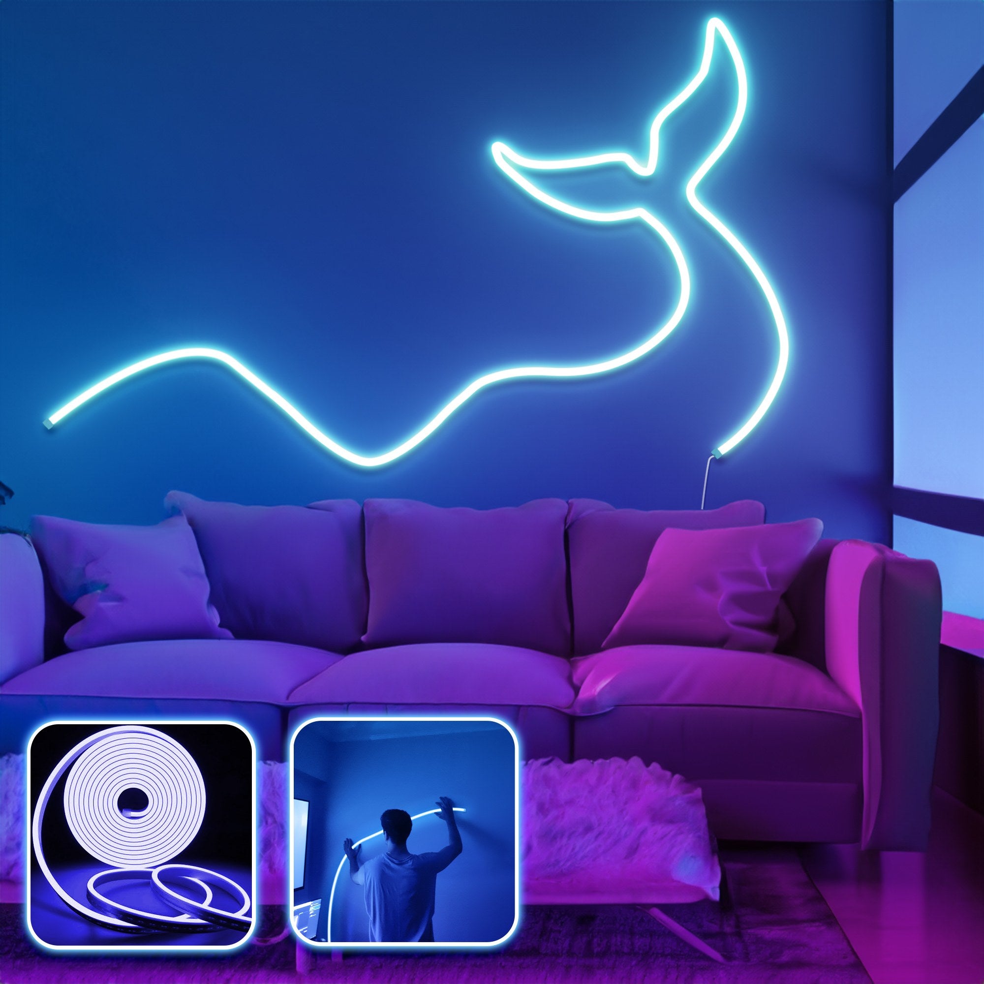 Iluminação LED Decorativa para Paredes – 350 cm – Azul – Não especificado