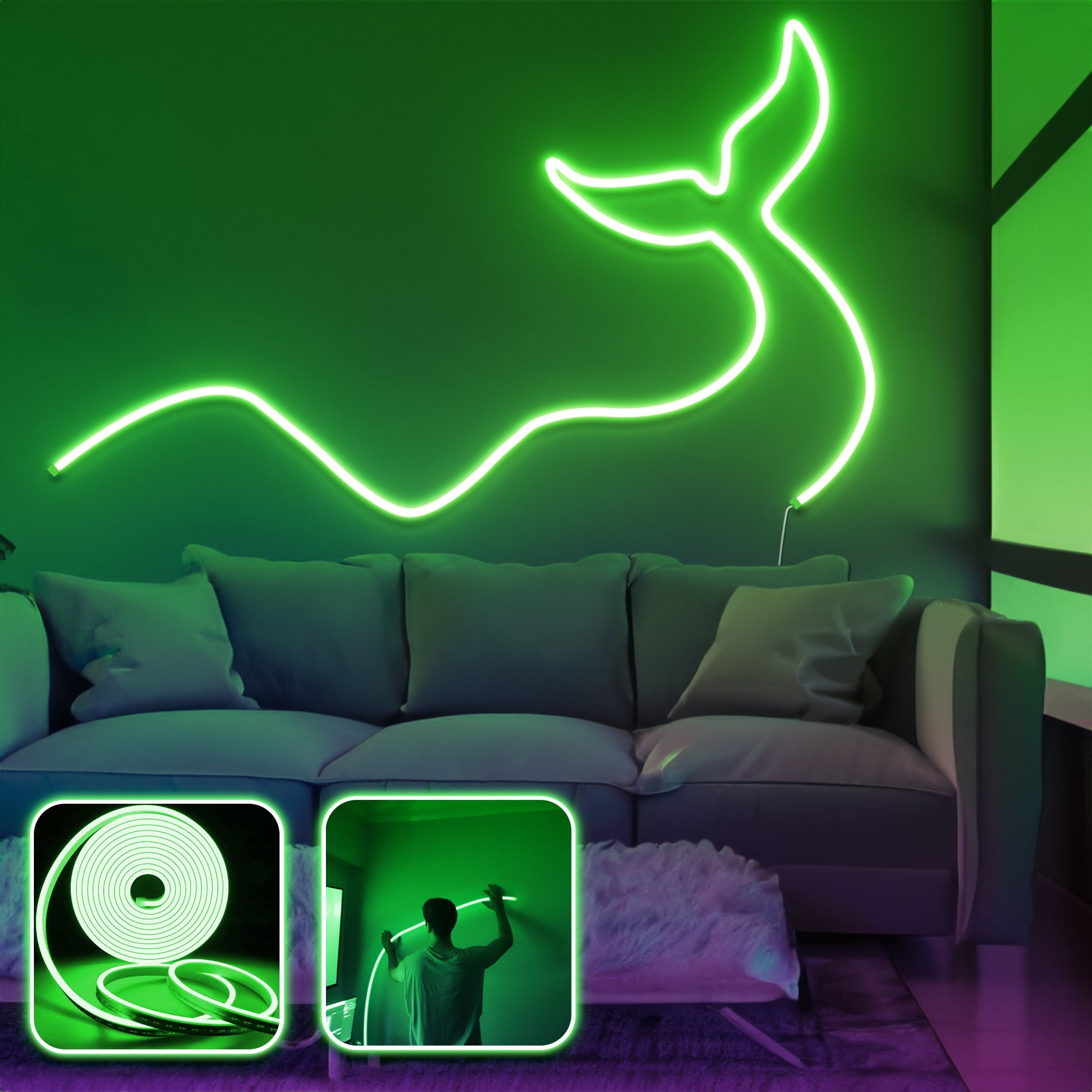 Iluminação LED Decorativa de Parede – 300 cm – Verde
