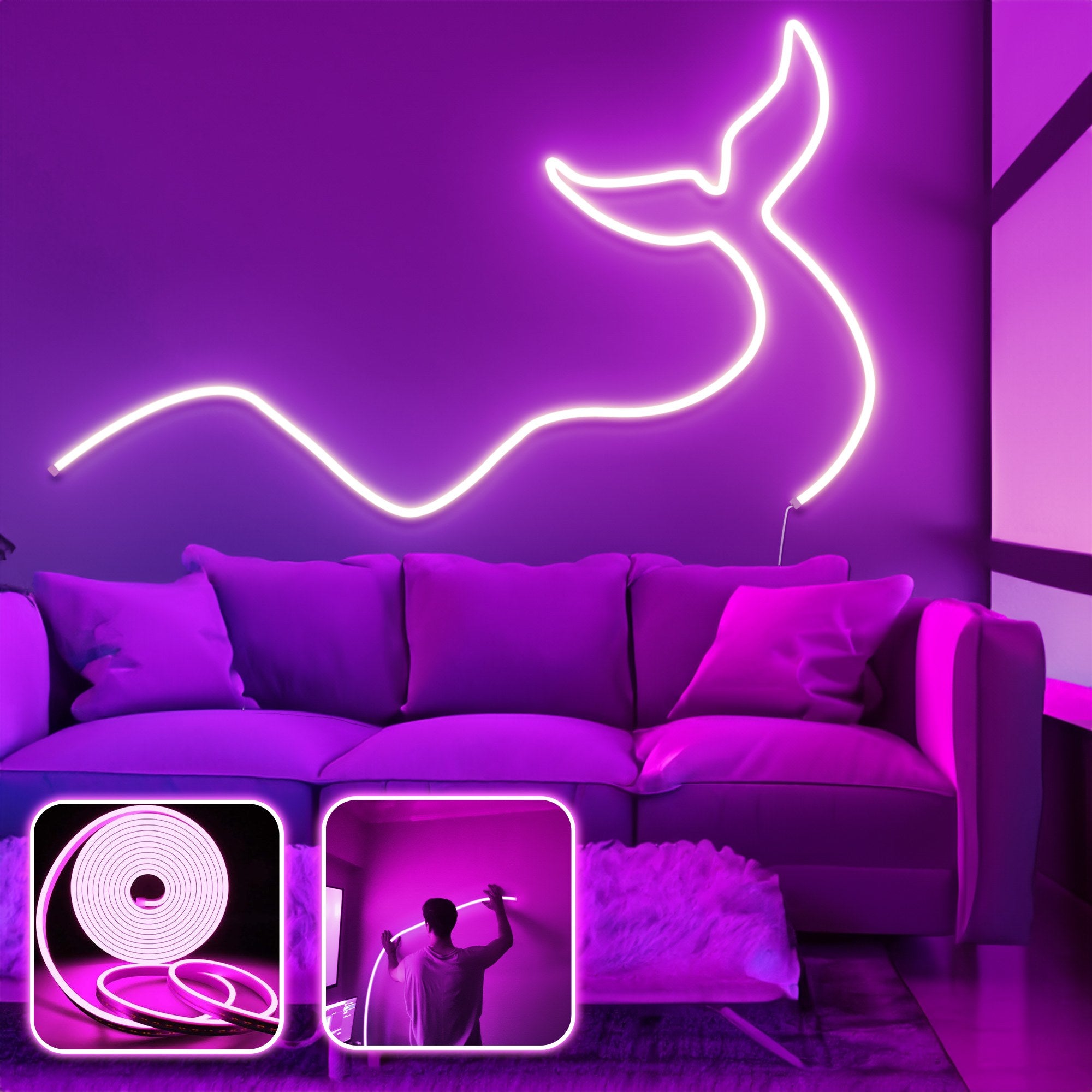 Iluminação LED de parede decorativa – 300 cm – Rosa