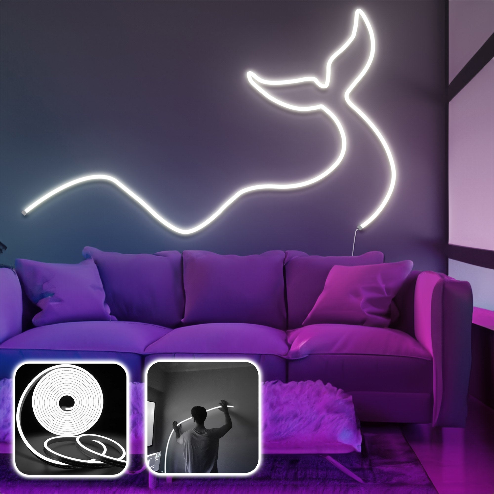 Iluminação LED de parede decorativa – 300 cm – Branco