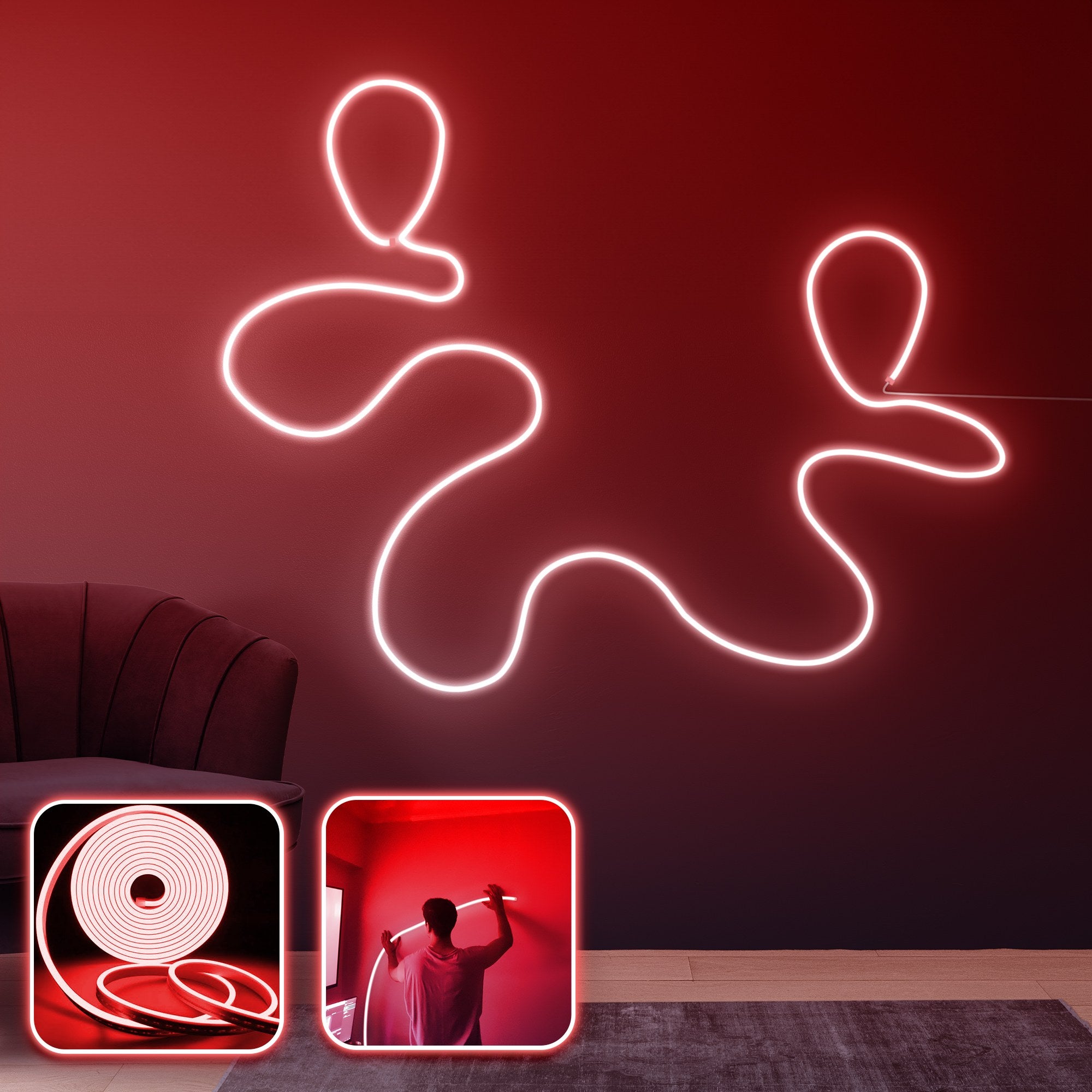 Iluminação LED de parede decorativa – 400cm – Vermelho – Não aplicável