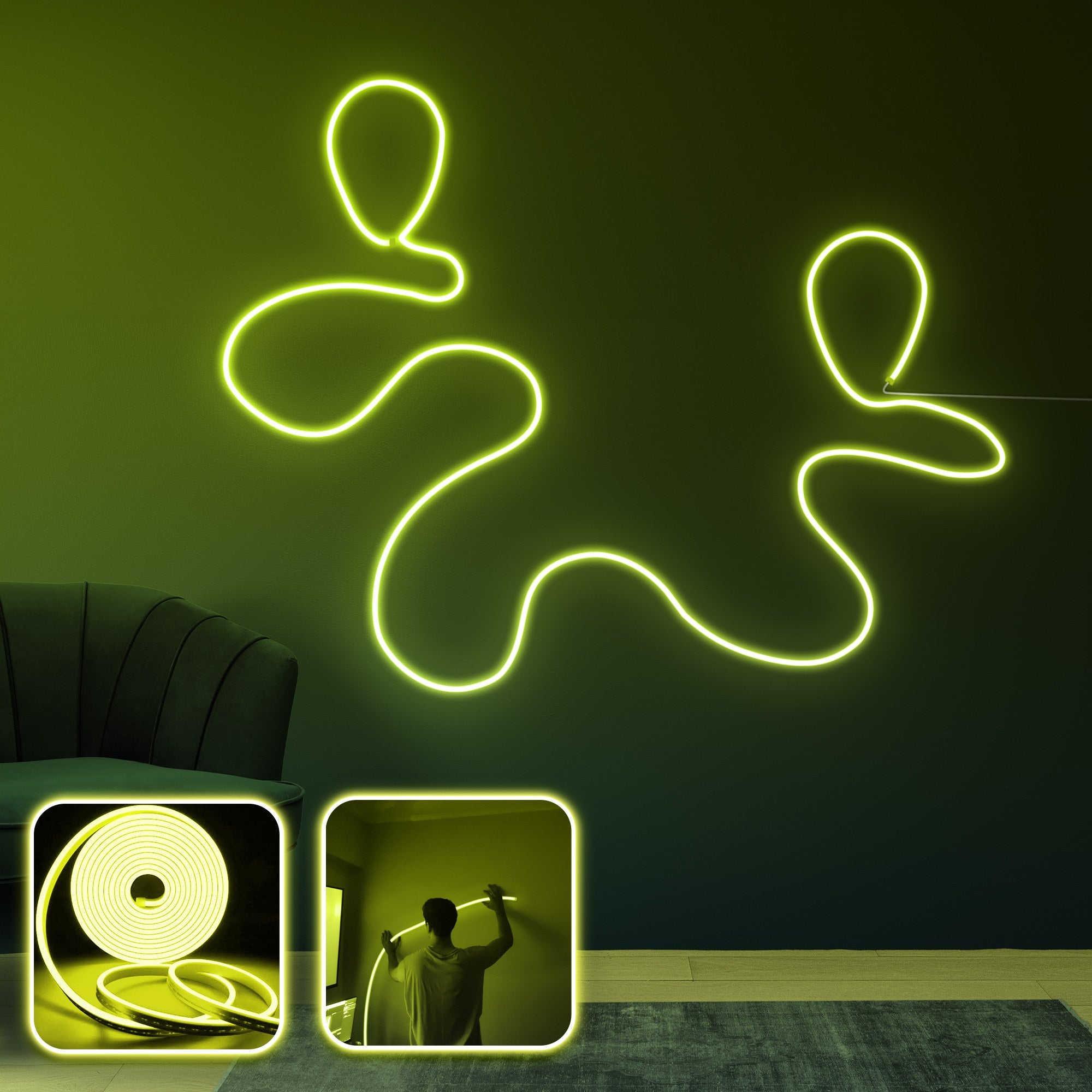 Iluminação LED de parede decorativa – 400 cm – Amarelo