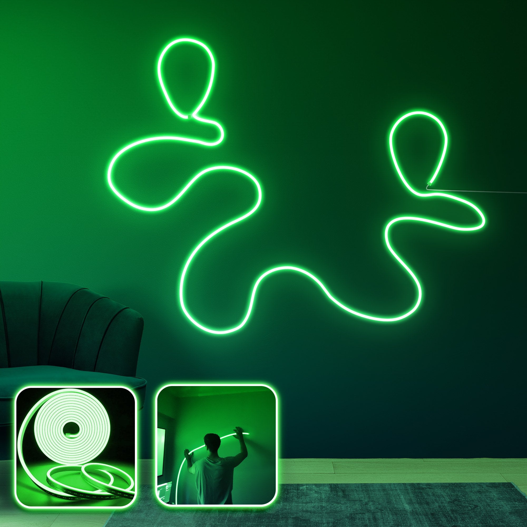 Iluminação LED de parede decorativa – Verde