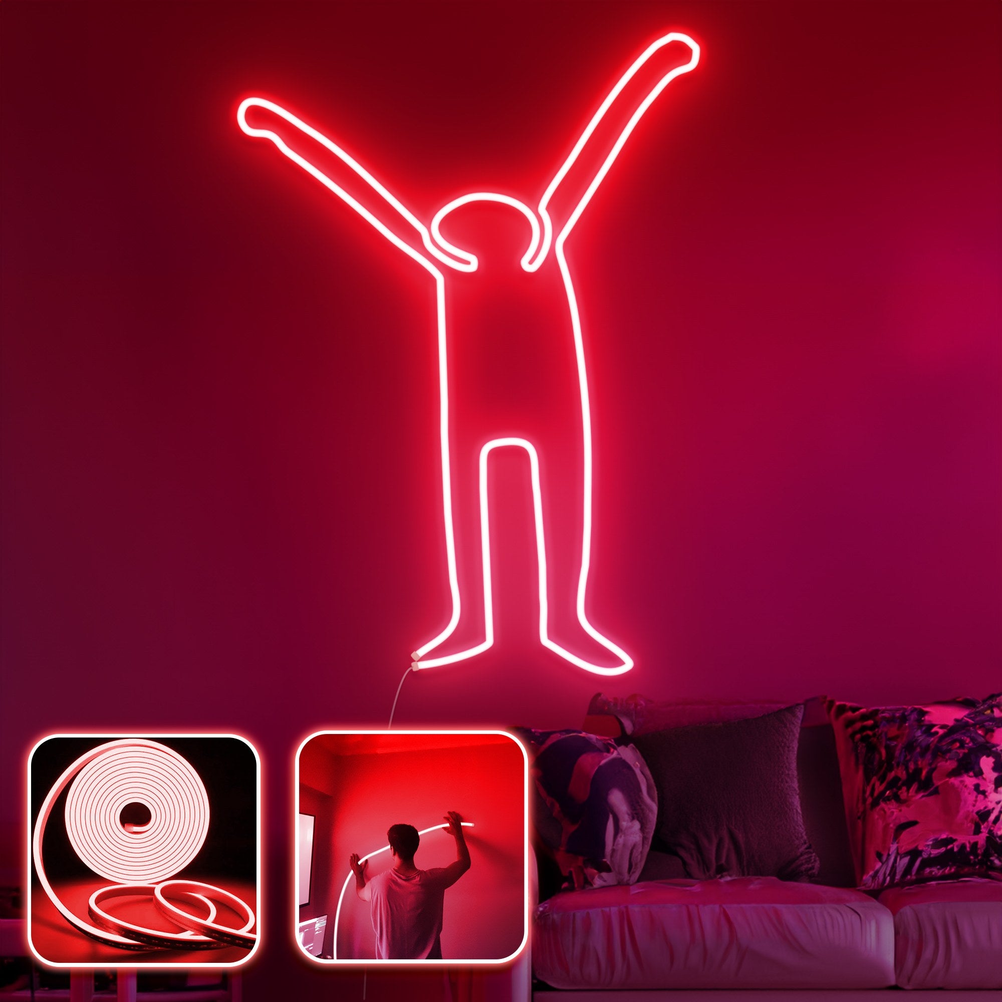 Iluminação LED de parede decorativa – 400 cm – Vermelho – Não aplicável