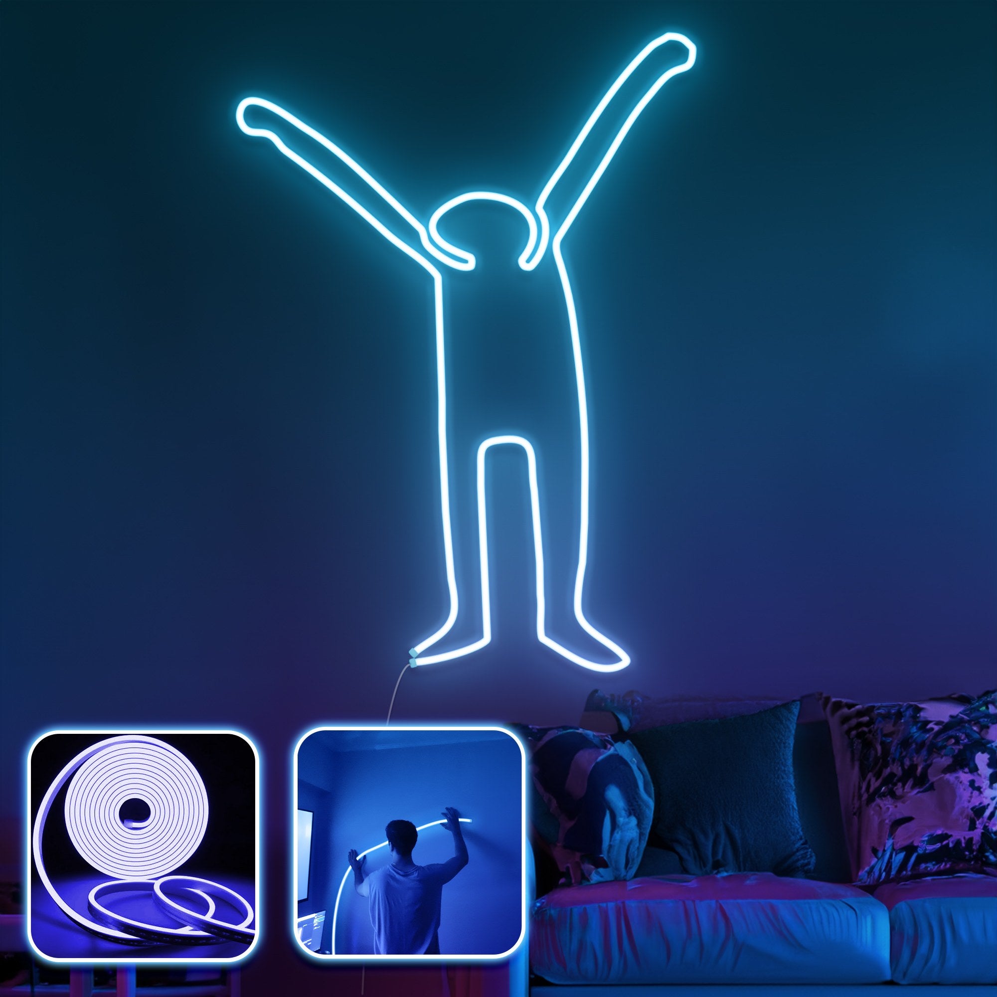 Iluminação LED decorativa de parede – 400 cm – Azul