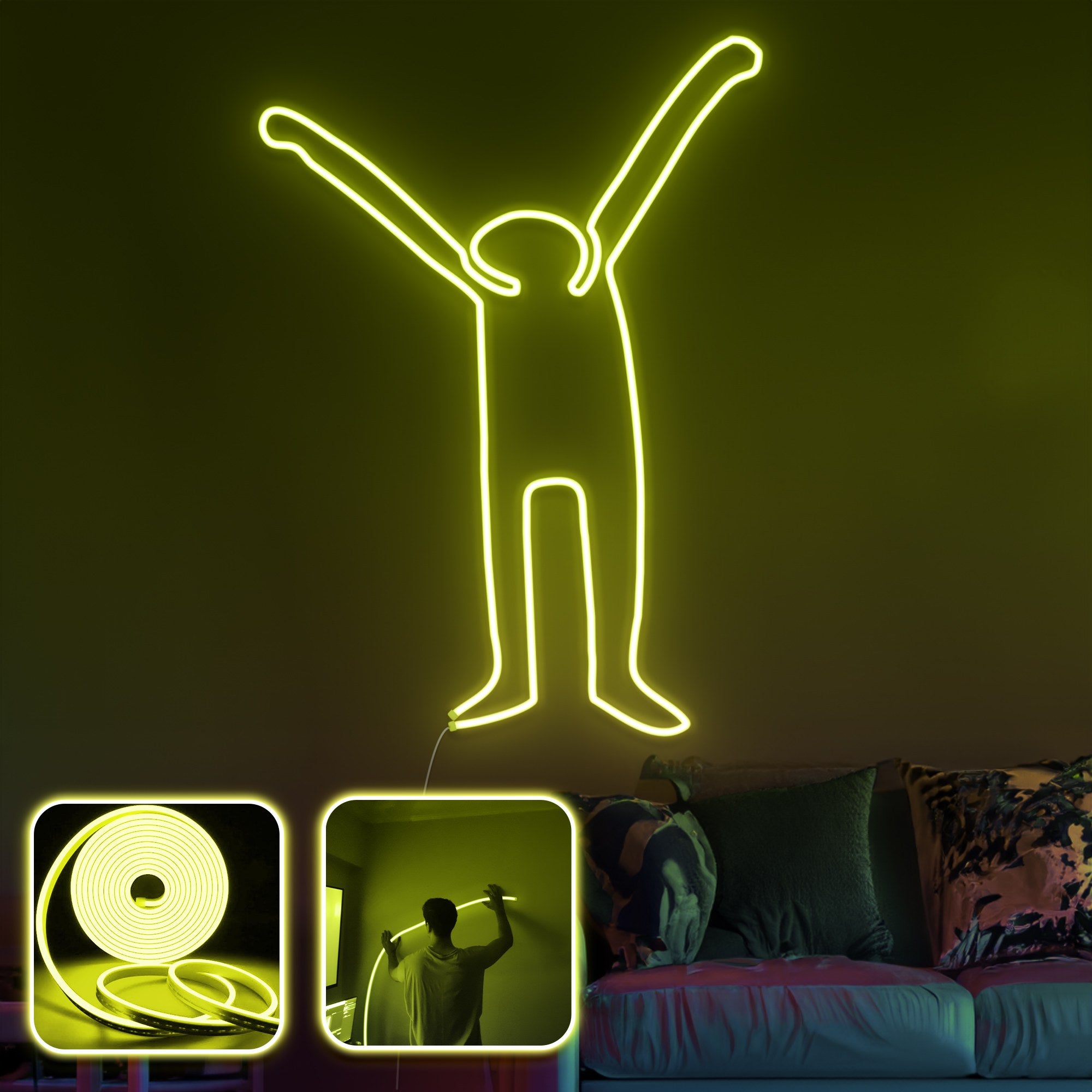 Iluminação LED de Parede Decorativa – 400 cm – Amarelo – IP67