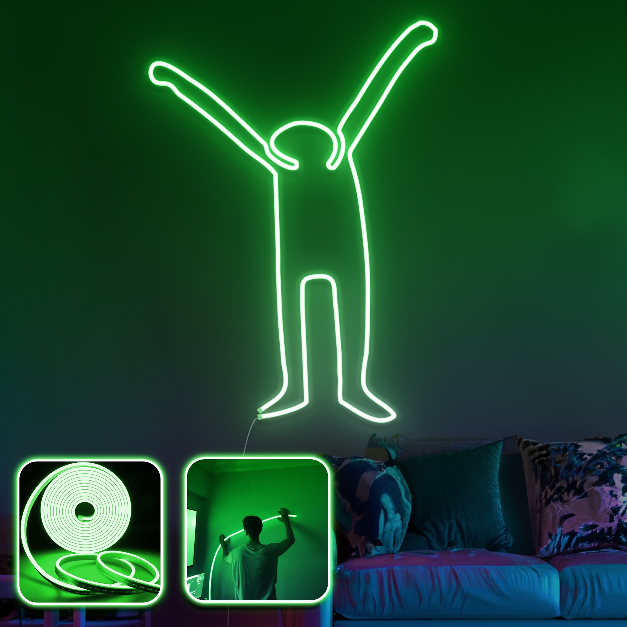 Iluminação Decorativa de Parede LED – 400 cm – Verde – Néro