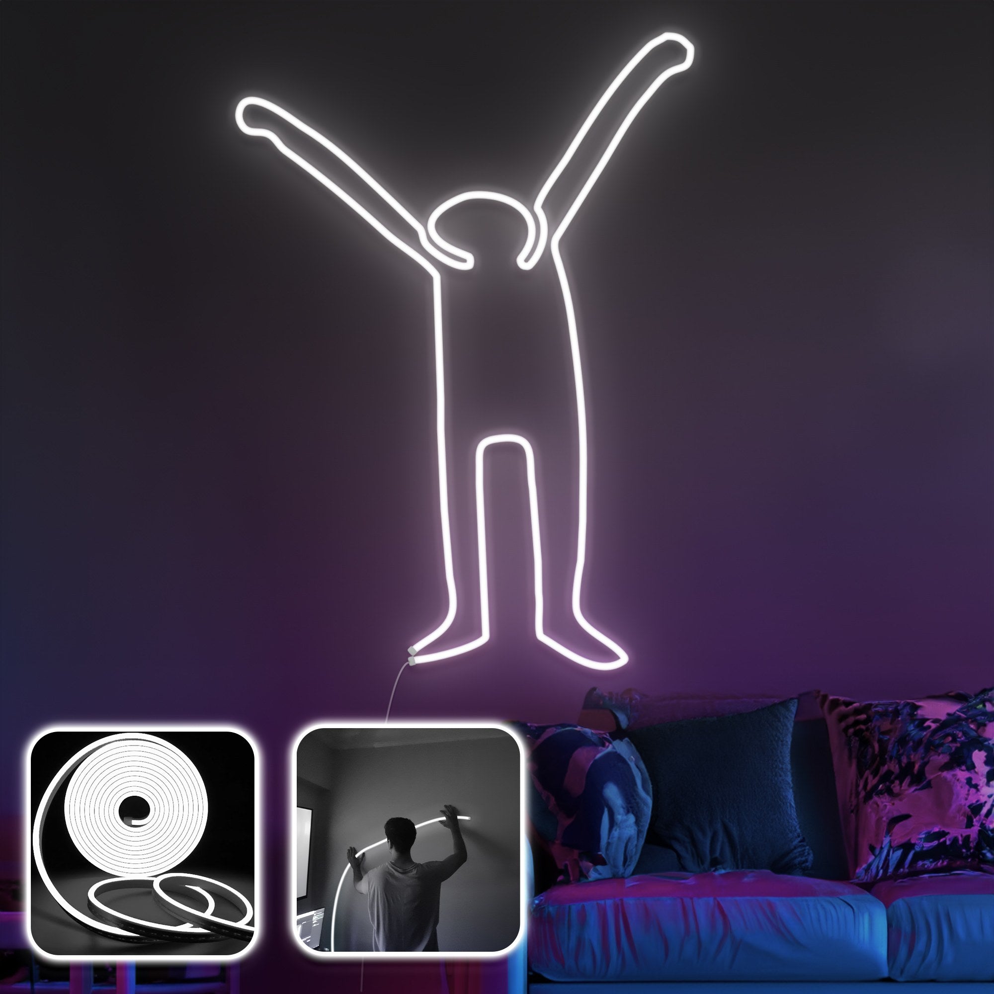 Iluminação Decorativa de Parede LED – 400 cm – Branco – Néon