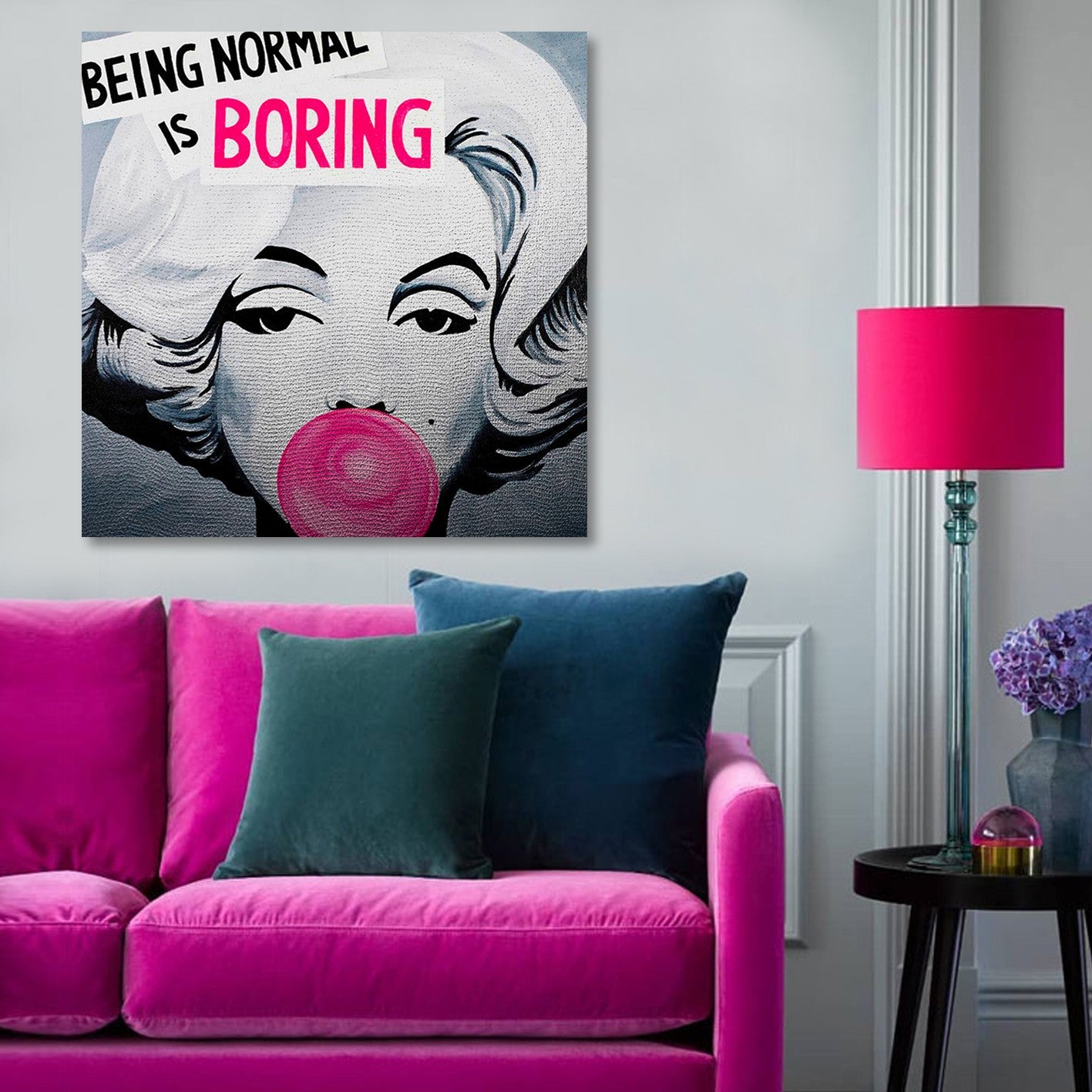 Quadro em Tela Decorativo Multicolor 100x100 cm – Impressão Digital, Moldura em Madeira