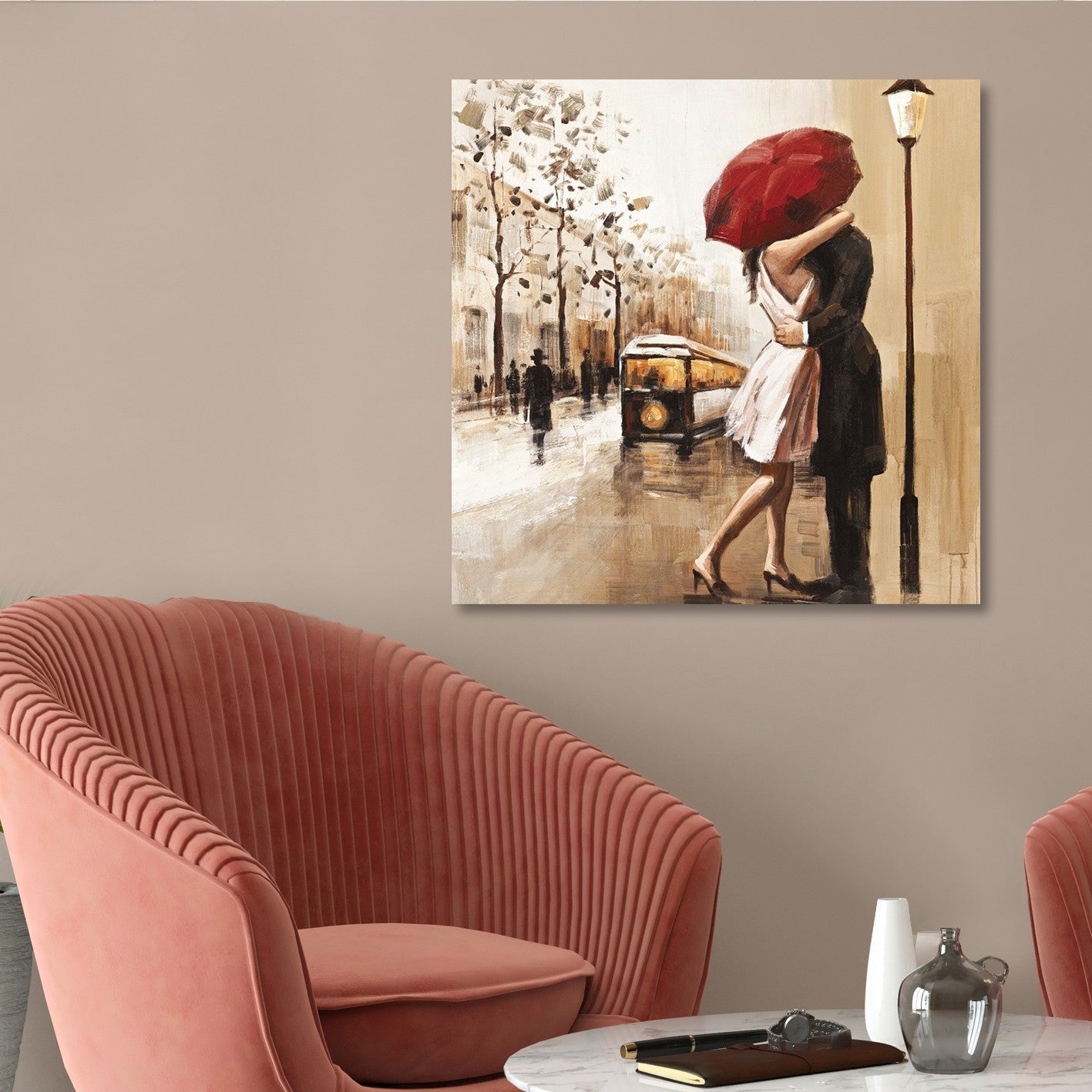 Quadro Decorativo em Tela 100% Canvas 70x70 cm Multicolor — Impressão Digital, Moldura de Madeira