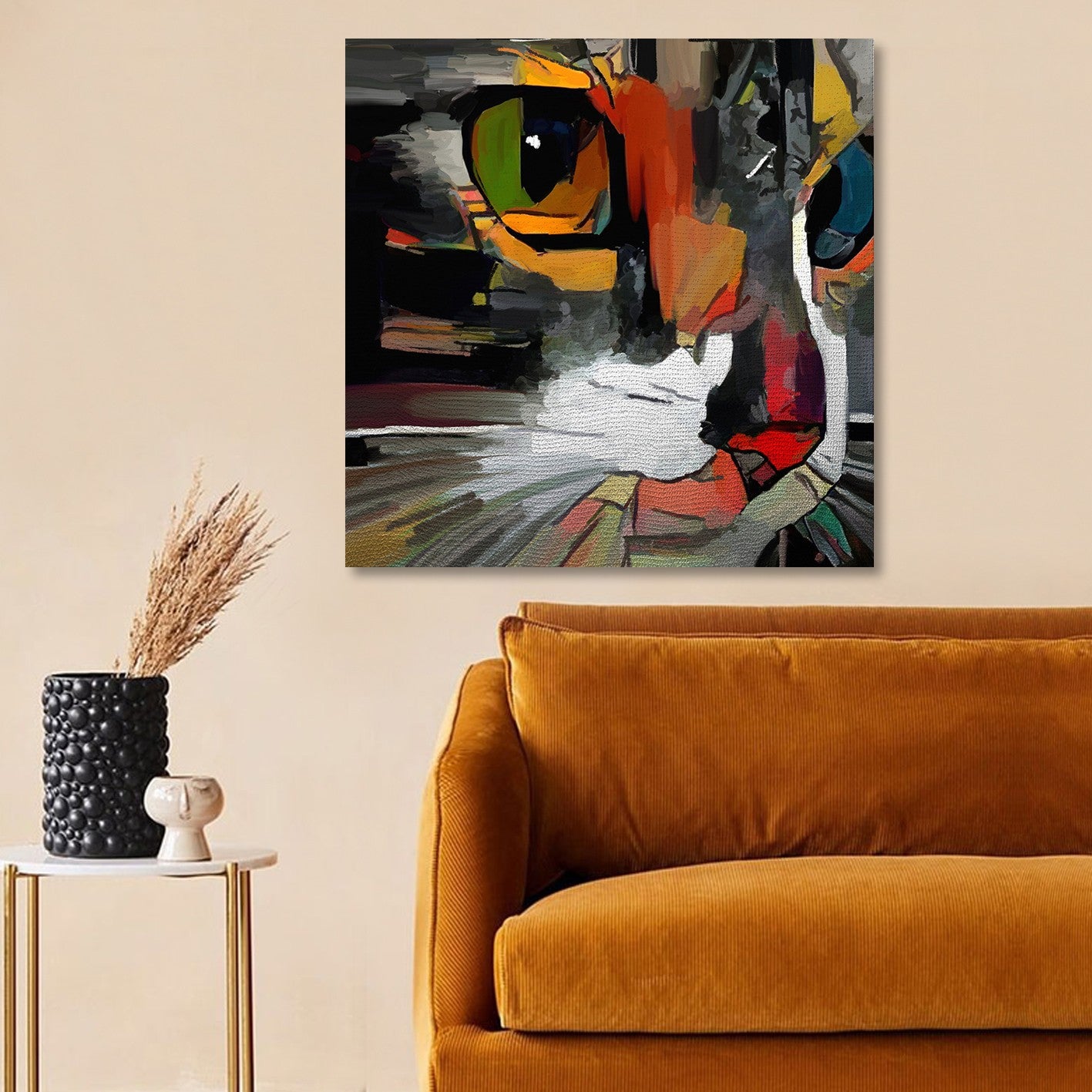 Quadro em Tela Decorativo 40x40 cm Multicolor – Impressão Digital em 100% Tela com Moldura de Madeira