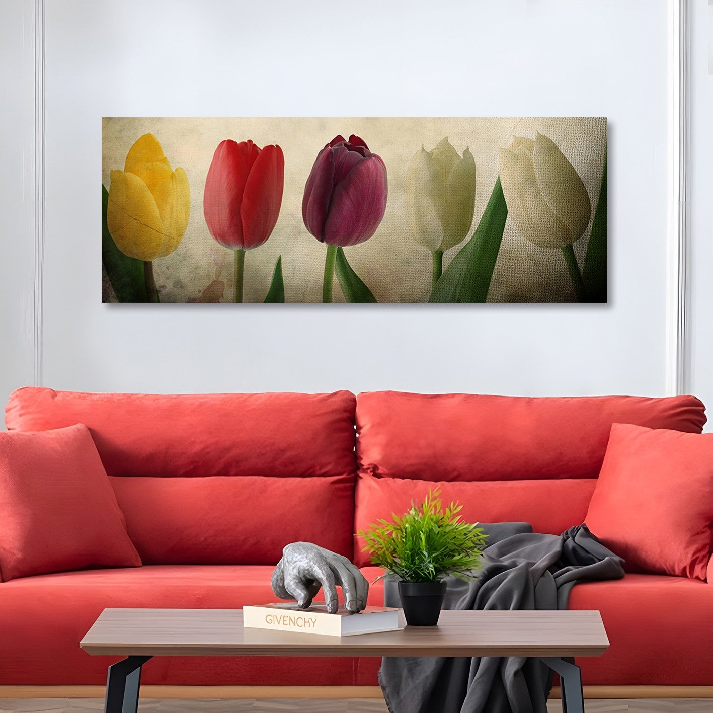 Quadro Decorativo em Canvas 30x80 cm – Multicolor, Impressão Digital, Moldura de Madeira