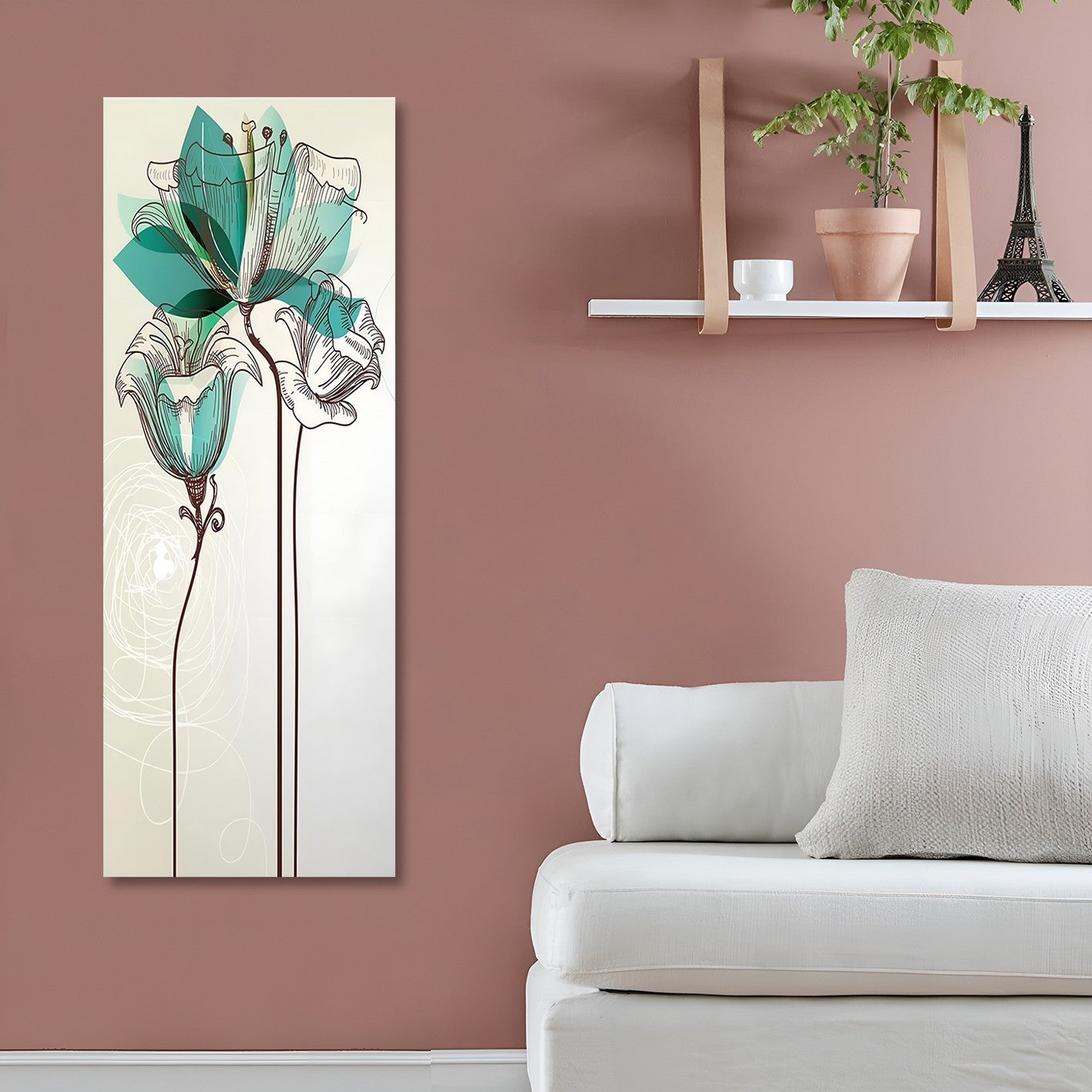 Quadro em Tela 30x80 cm Multicolor — Impressão Digital em 100% Tela, Moldura de Madeira (KNV4422_3080)