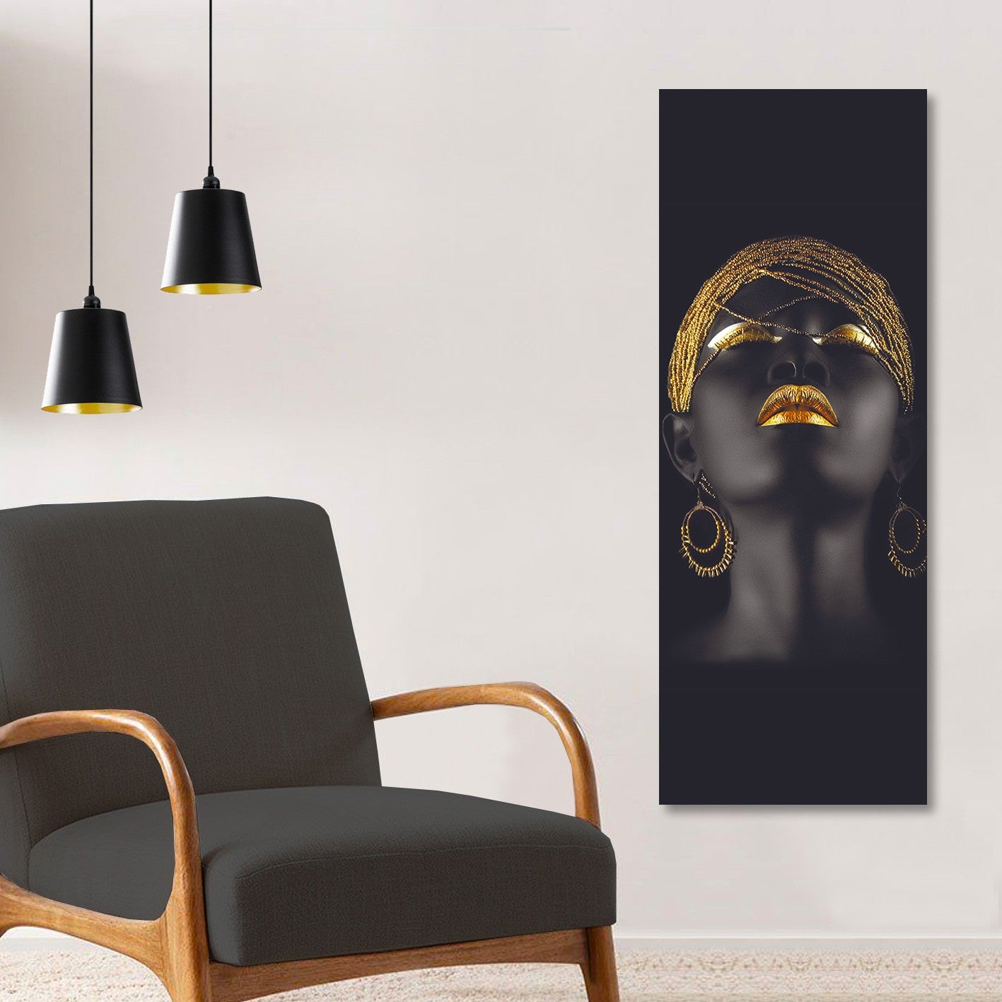 Quadro em Tela Decorativa Multicolor 30x80 cm com Moldura de Madeira – Impressão Digital 100% Canvas