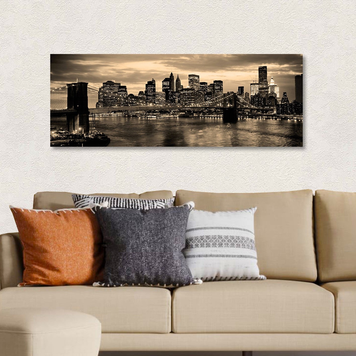 Quadro Decorativo em Tela 100% Canvas 30 x 80 cm Multicolor com Moldura de Madeira KNV4427_3080