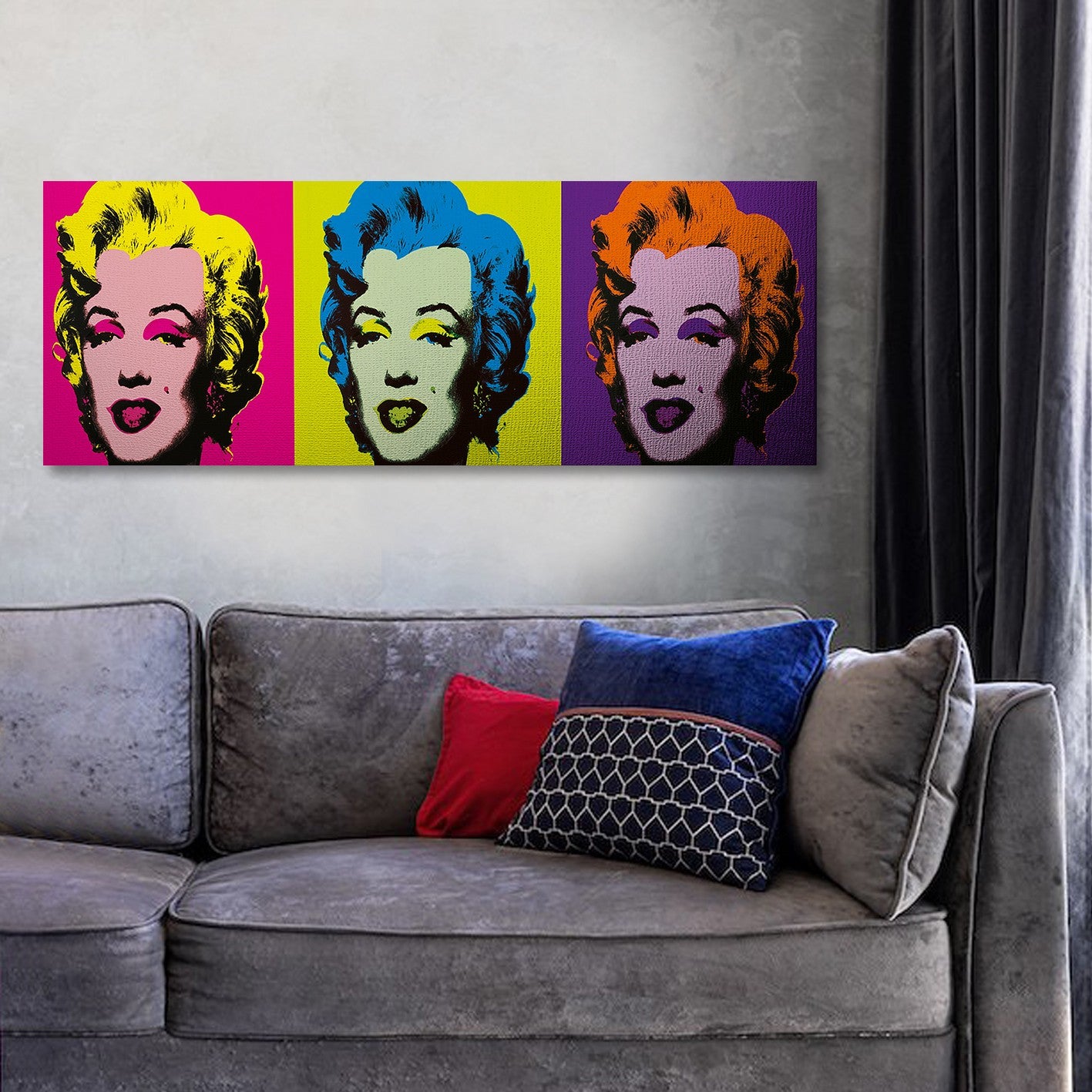 Tela Decorativa Multicolor 30x80 cm – Impressão Digital em 100% Canvas com Moldura de Madeira