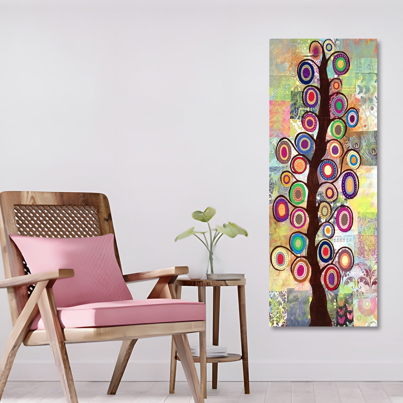 Tela Decorativa Multicolor 30x80 cm – Canvas 100% com Moldura de Madeira, Impressão Digital