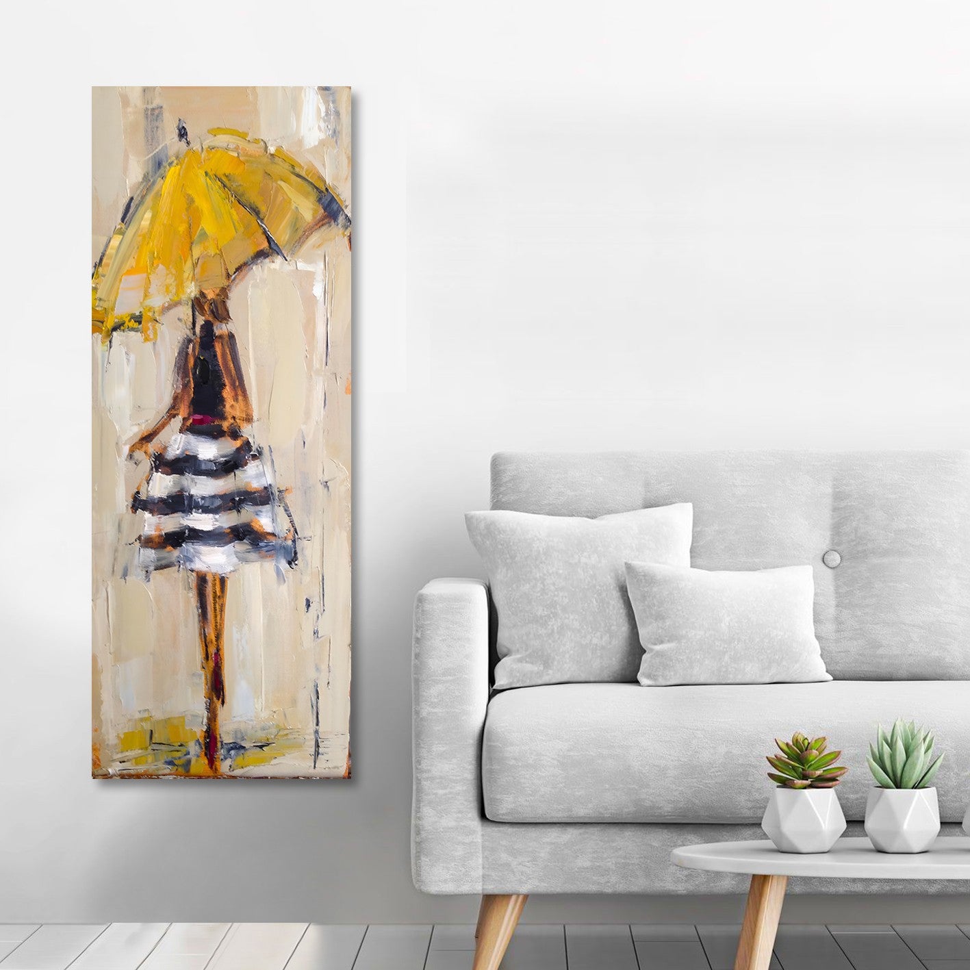 Quadro Tela Decorativa Multicolor 30x80 cm, Canvas 100%, Moldura de Madeira