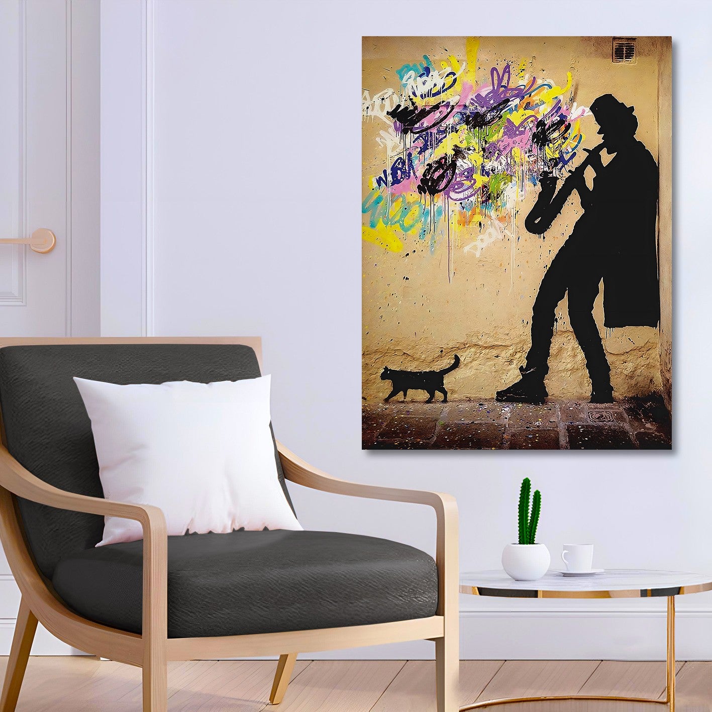 Quadro Decorativo em Tela 50 x 70 cm Multicolor – Impressão Digital em 100% Tela com Moldura de Madeira