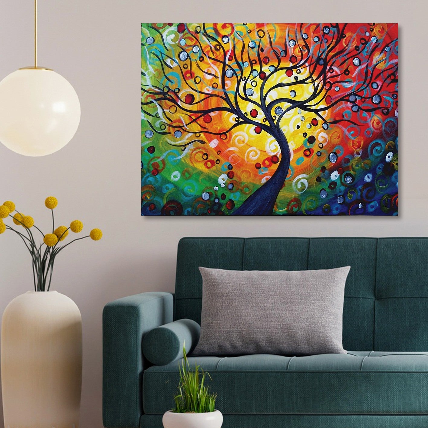 Quadro em Tela Decorativa Multicolor 50 x 70 cm, Impressão Digital, Moldura de Madeira (KNV4510_5070)