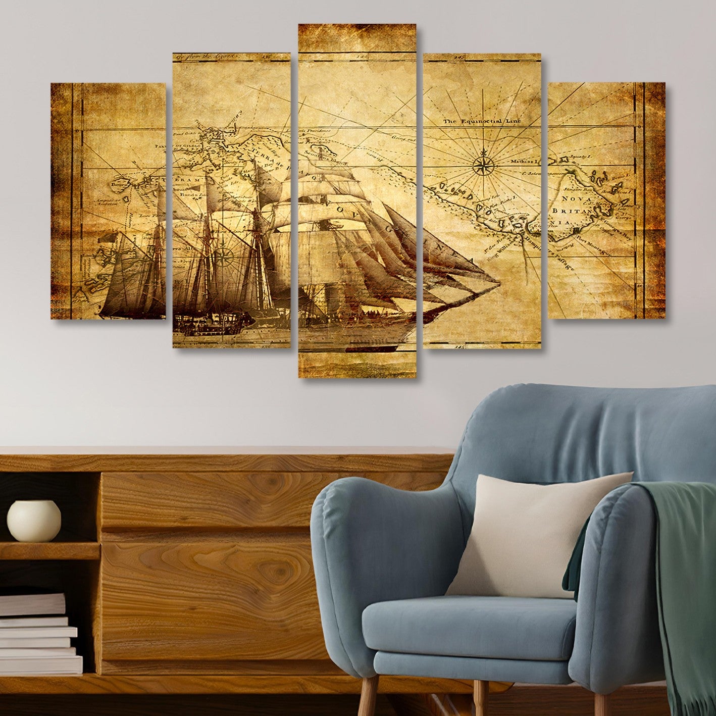 Conjunto de Quadros Decorativos em MDF Multicolorido (5 Peças) 100x60 cm – Impressão UV Digital