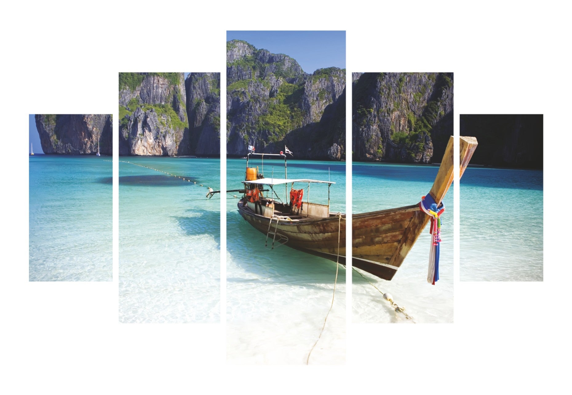 Quadro Decorativo em MDF 5 Peças 100x60 cm – Multicolor, Impressão UV Digital, 3 mm