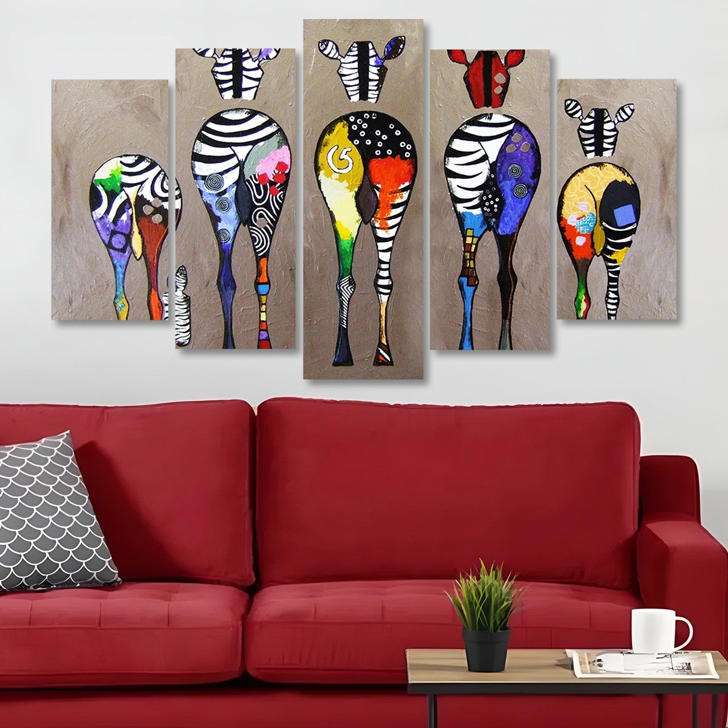 Conjunto de Quadros Decorativos em MDF (5 Peças) Multicolor – 100 x 60 cm, Impressão UV