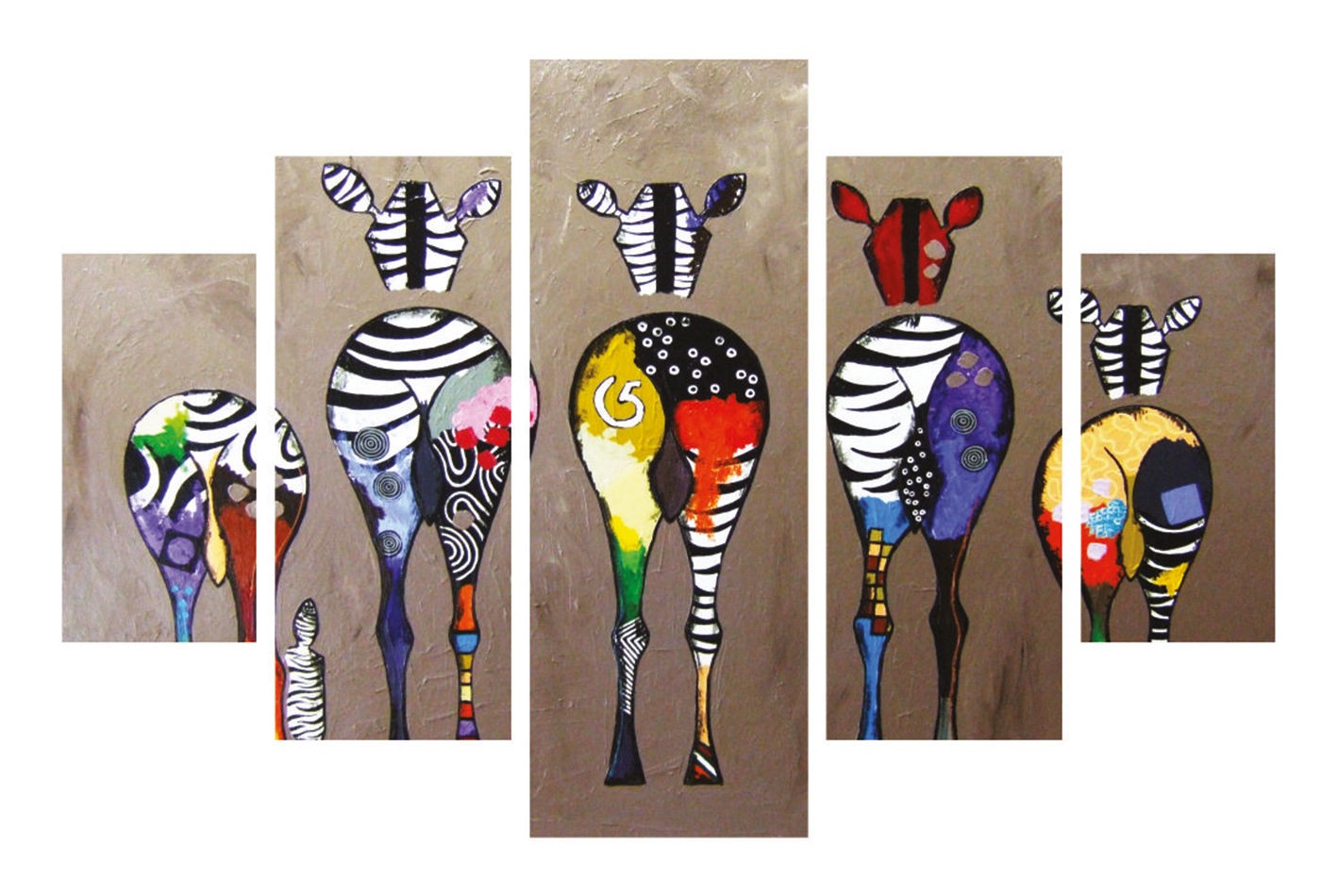 Conjunto de Quadros Decorativos em MDF (5 Peças) Multicolor – 100 x 60 cm, Impressão UV