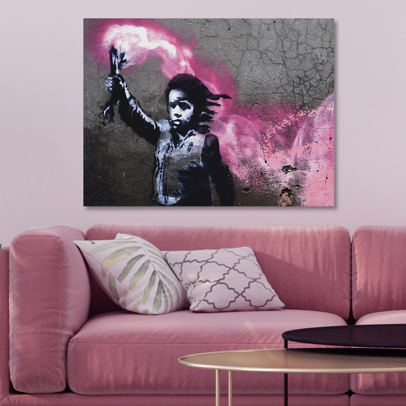 Quadro em Tela (Canvas 100%) Multicolor 70 x 100 cm com Moldura de Madeira