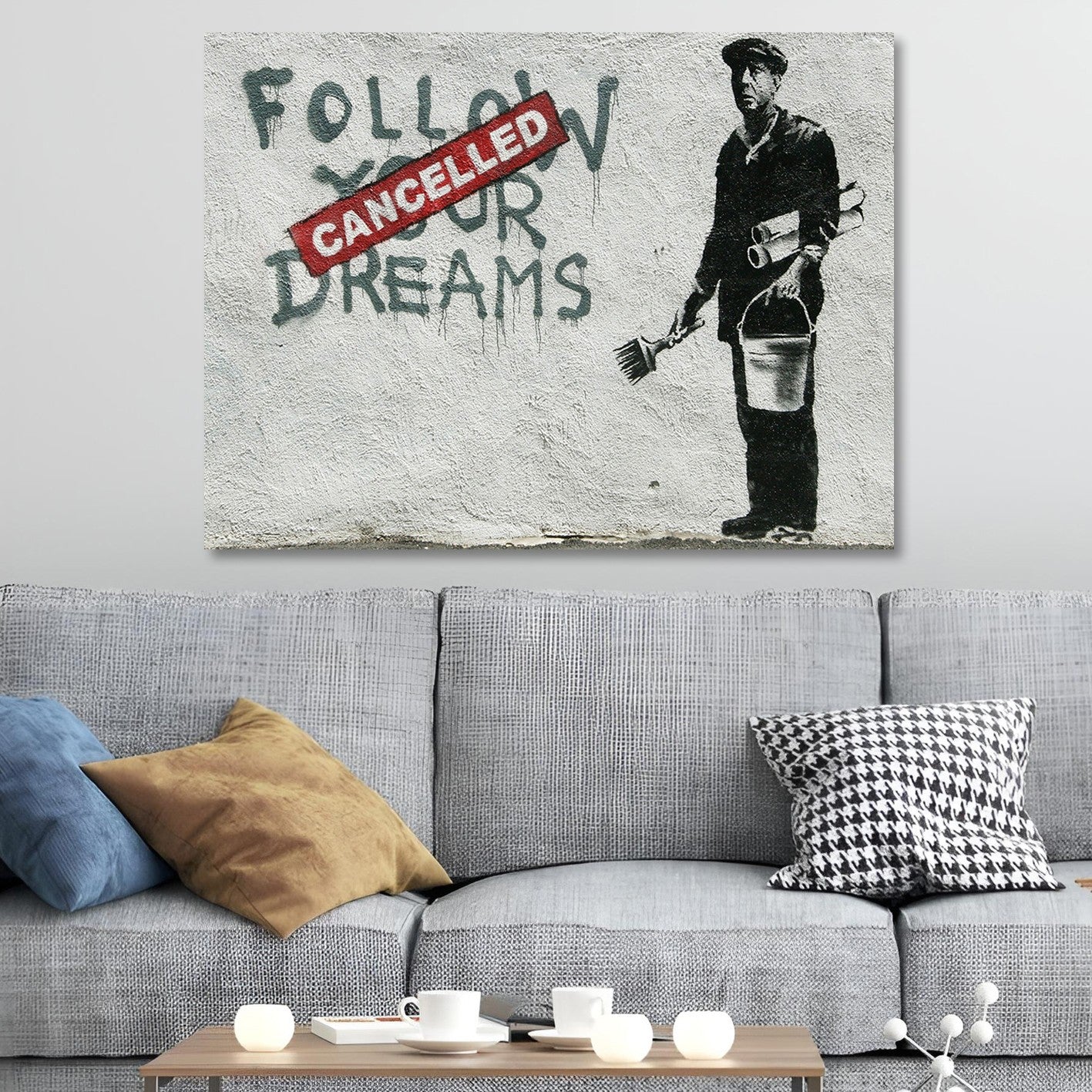 Pintura em Tela Decorativa Multicolor 70 x 100 cm com Moldura de Madeira – Impressão Digital em 100% Tela