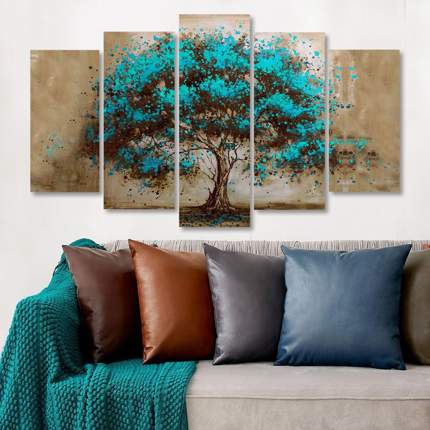 Conjunto de Quadros Decorativos 5 Peças Multicolor em MDF, Impressão UV, 100 x 60 cm