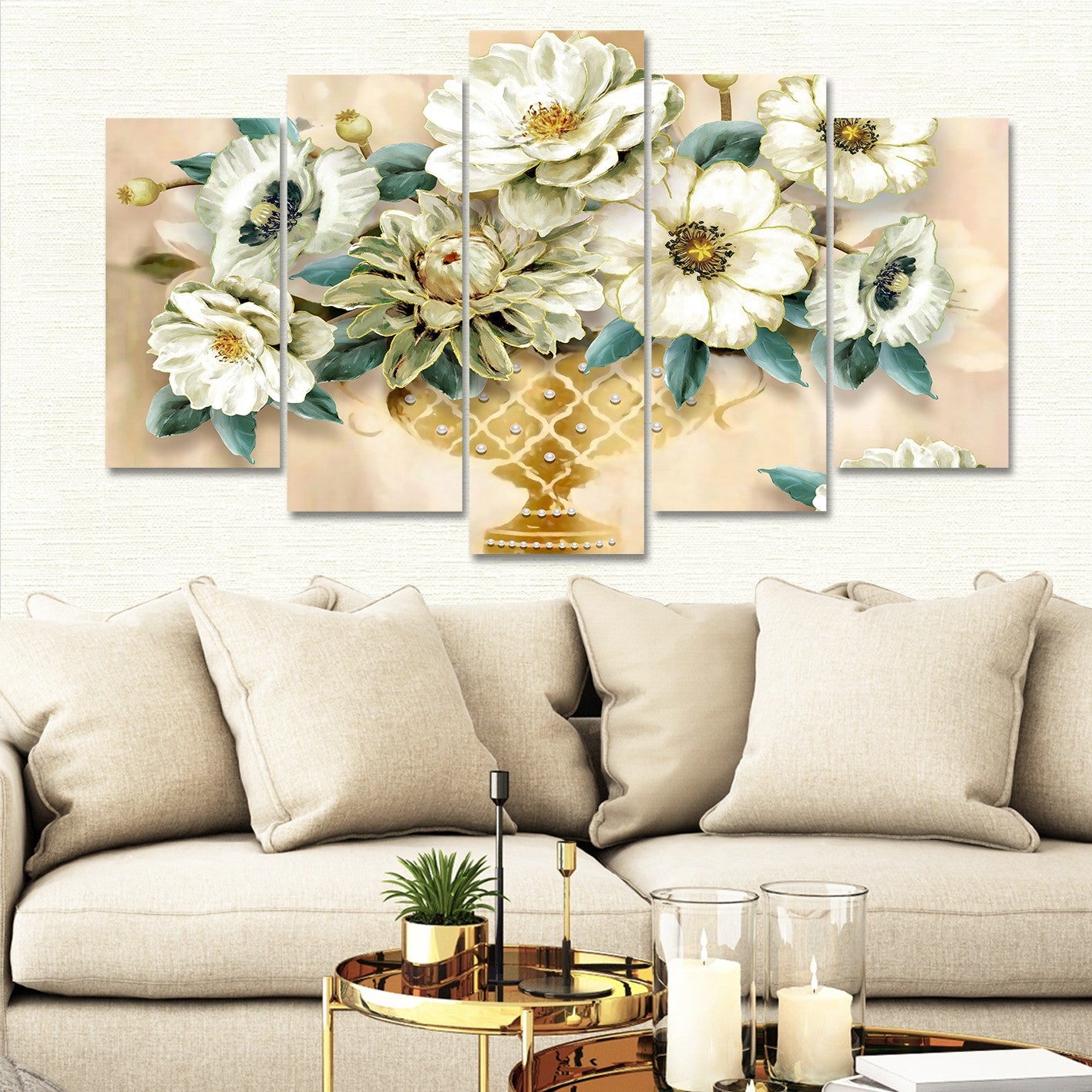 Quadro Decorativo em MDF (5 Peças) 100 x 60 cm – Multicolor, Impressão Digital UV