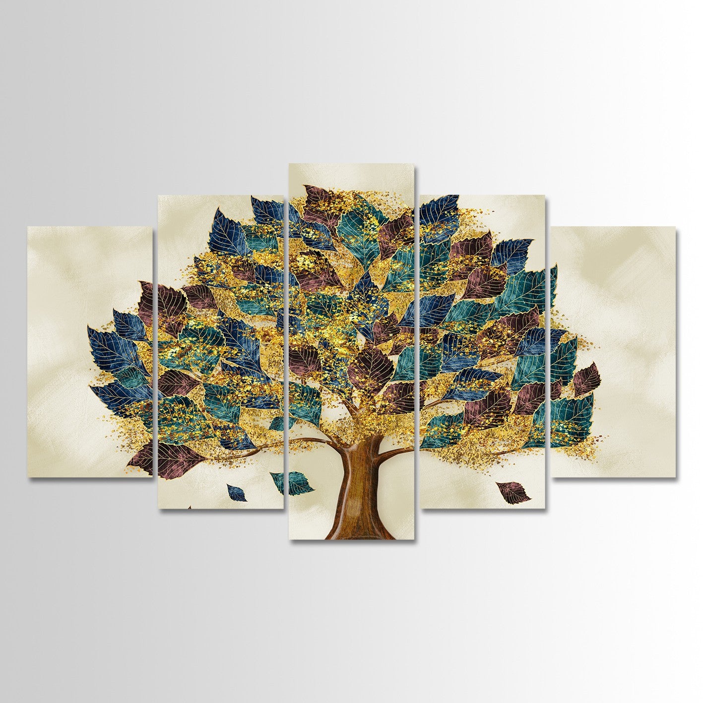 Conjunto de Quadros Decorativos em MDF – 5 Peças, Multicolor, Impressão UV, 100 x 60 cm