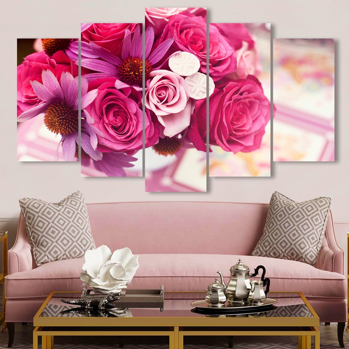 Quadro Decorativo em MDF Multicolor (5 Peças) - Impressão Digital UV, 100x60 cm, 3 mm