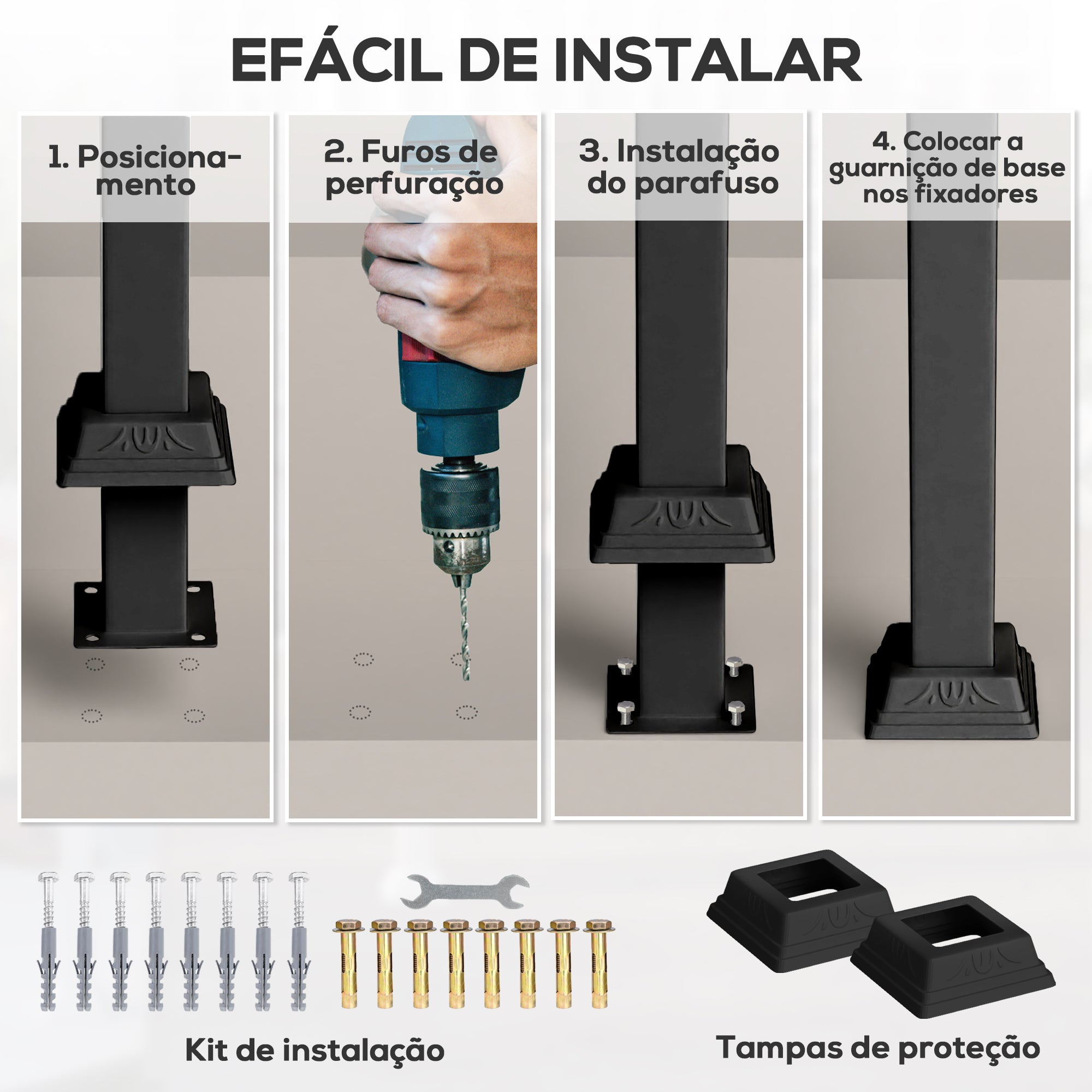 Guarda Corpo Metálico – 71x8x148 cm – Preto – Metal