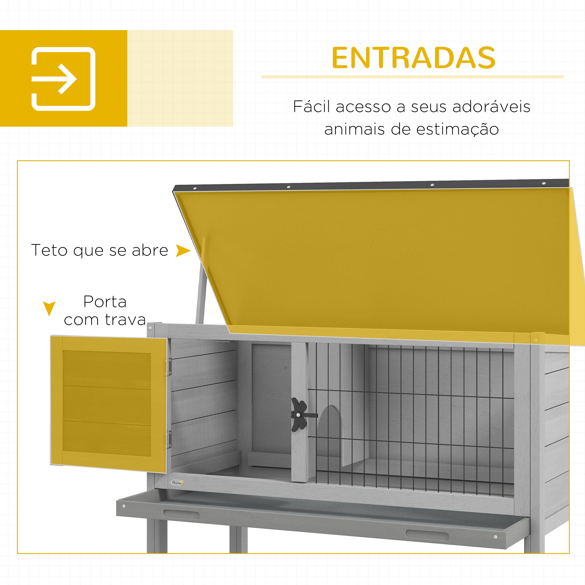 Casa para Animais Pequenos - 84x43x70 cm - Cinzento