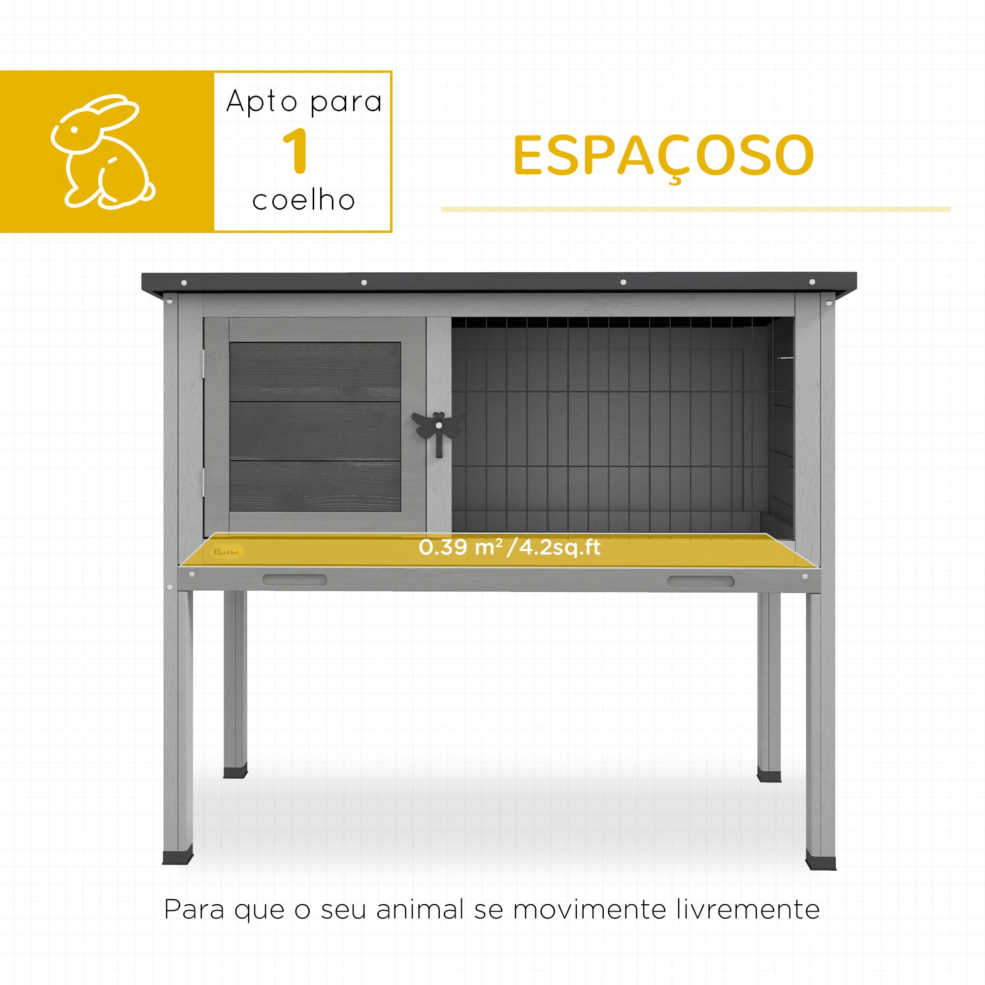 Casa para Animais Pequenos - 84x43x70 cm - Cinzento
