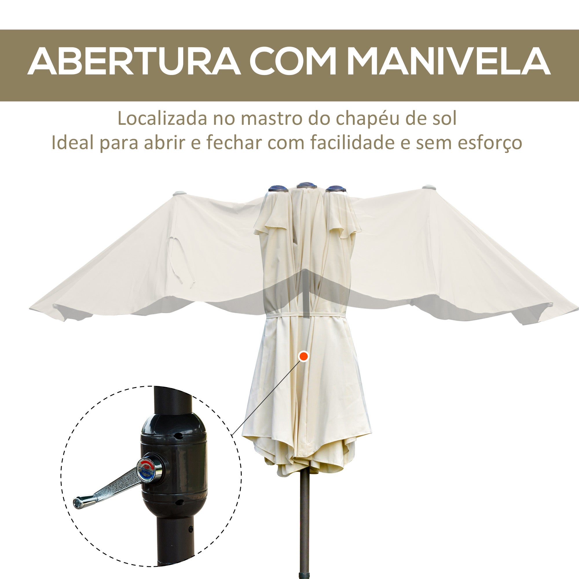 Chapéu de Sol Duplo Creme Branco 455x265x238 cm - Proteção UV e Resistente à Água