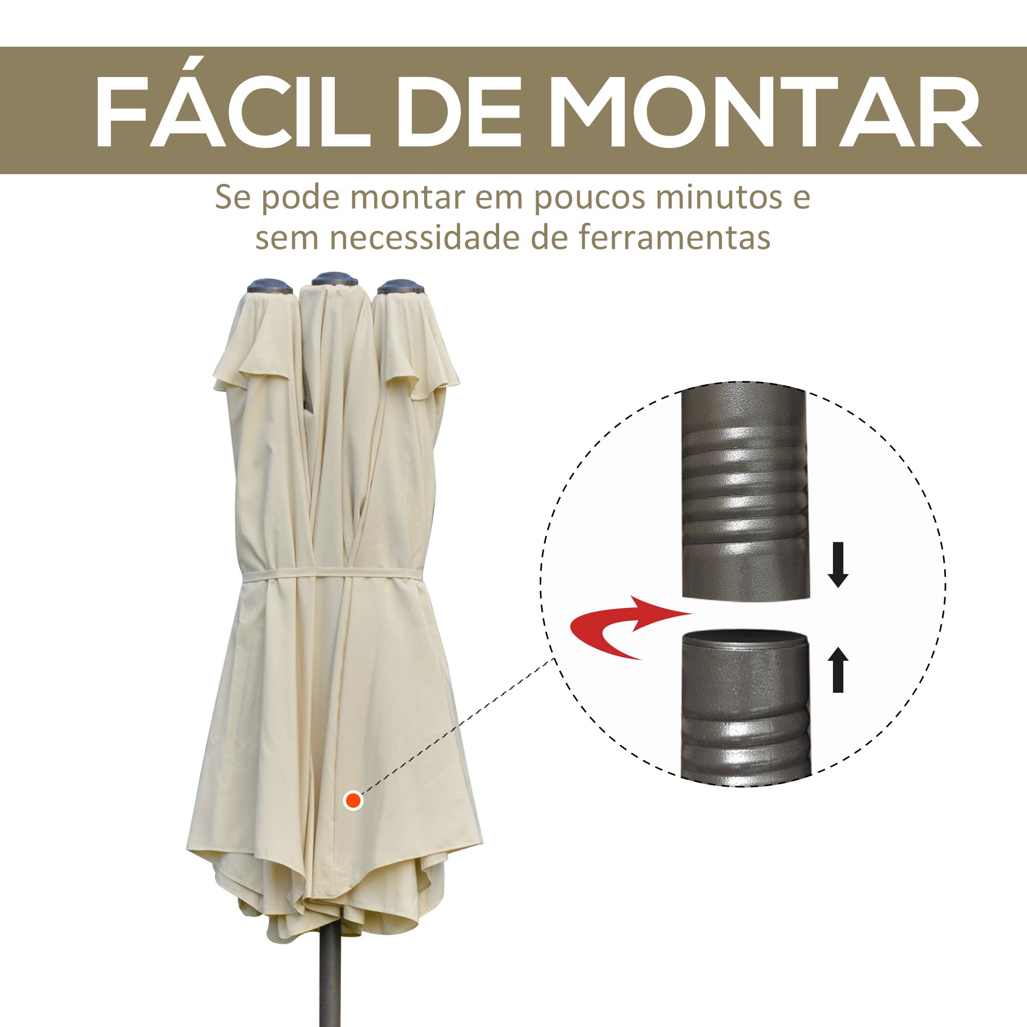 Chapéu de Sol Duplo Creme Branco 455x265x238 cm - Proteção UV e Resistente à Água