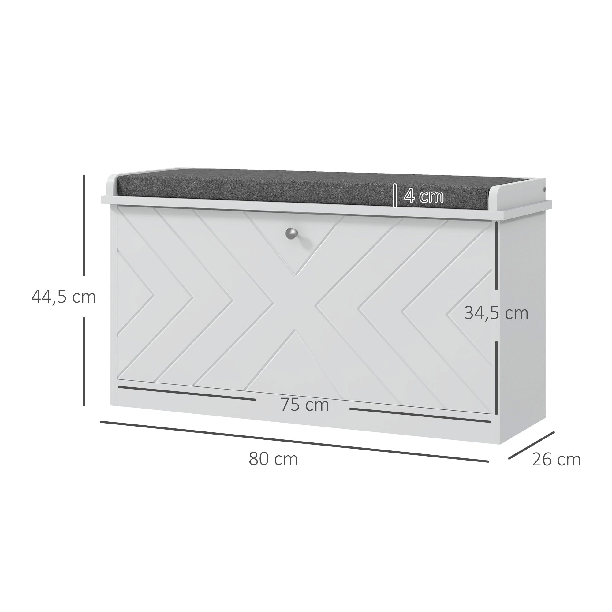 Banco Sapateira Moderno Branco 80x26x44,5 cm