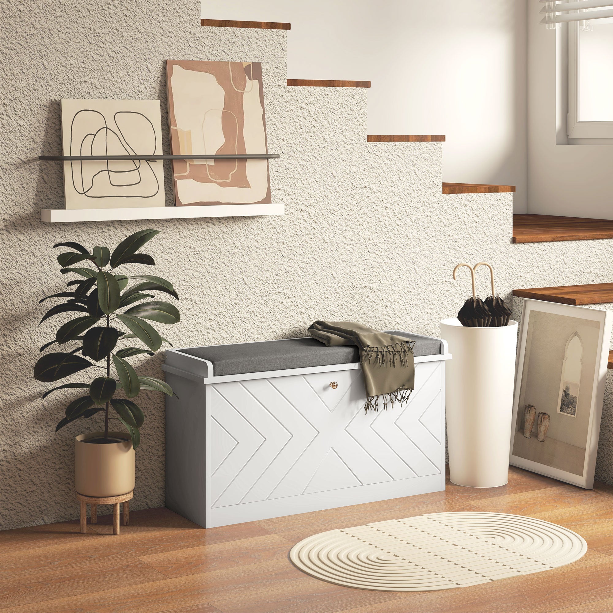 Banco Sapateira Moderno Branco 80x26x44,5 cm