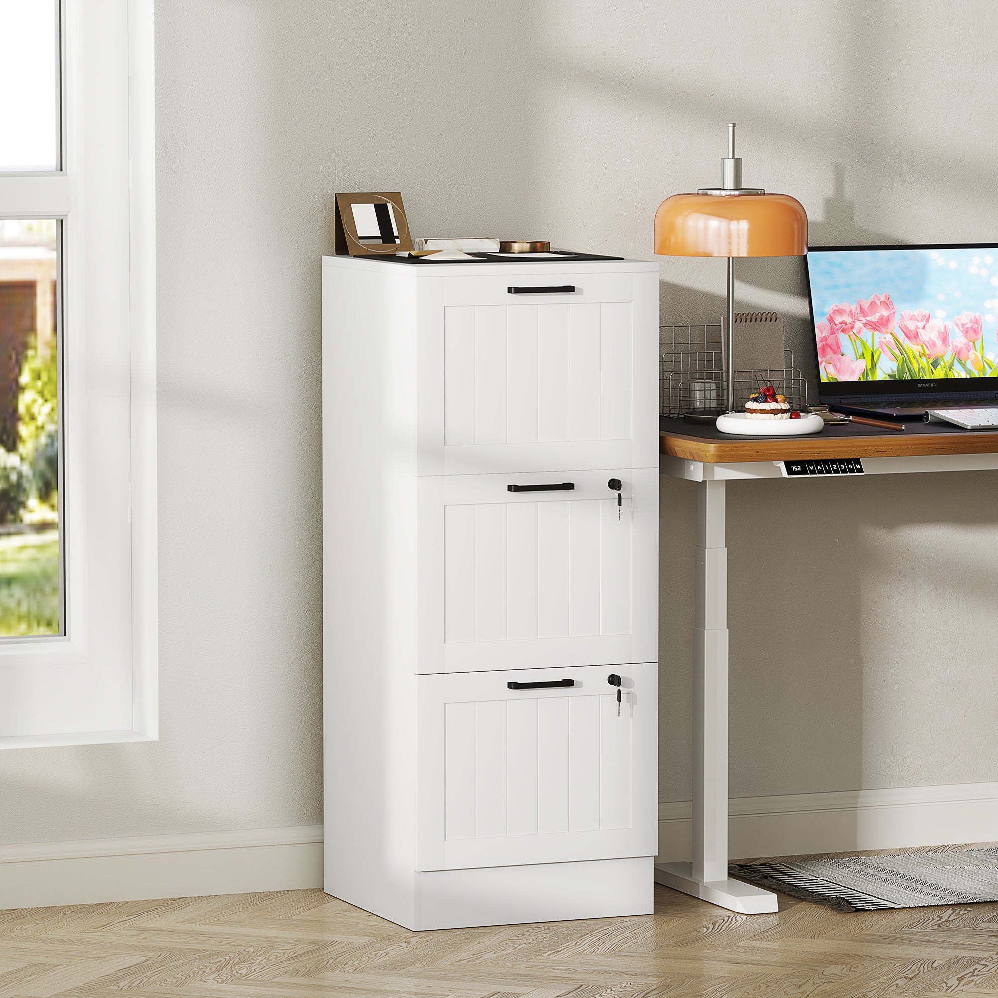 Bloco de Gavetas para Escritório 40x40x101 cm - Branco