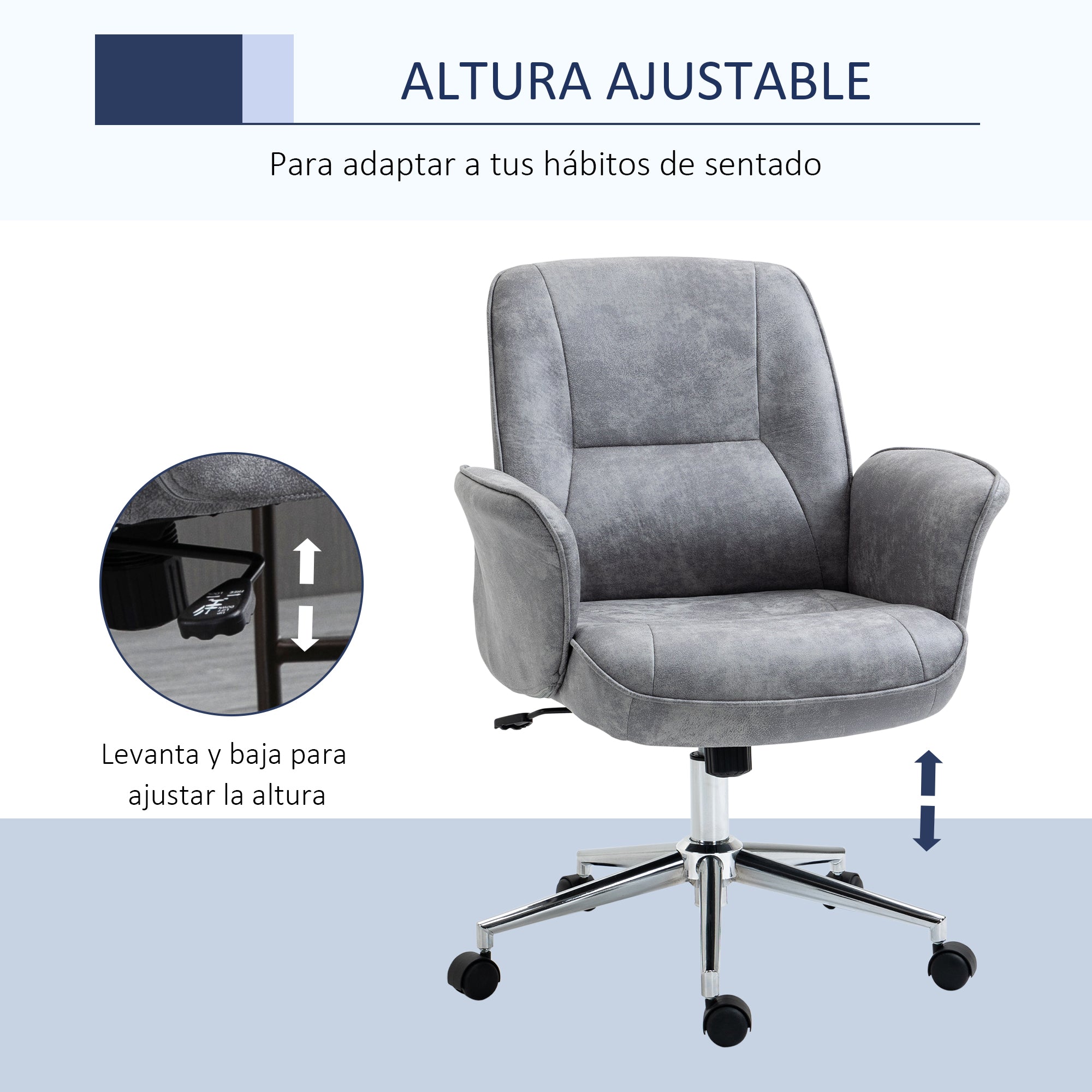 Cadeira de Escritório Ergonômica Cinza Claro 67x69x102cm