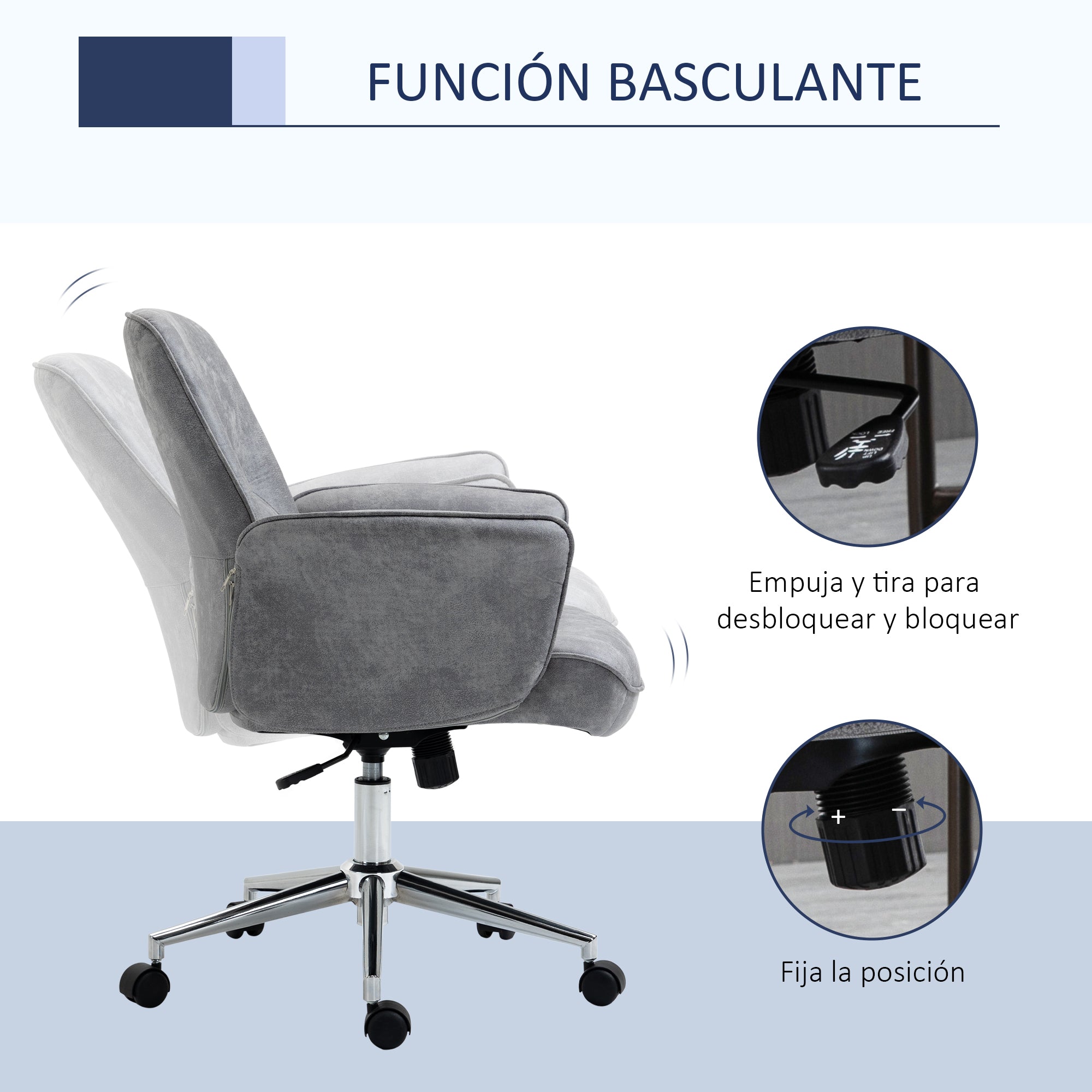 Cadeira de Escritório Ergonômica Cinza Claro 67x69x102cm
