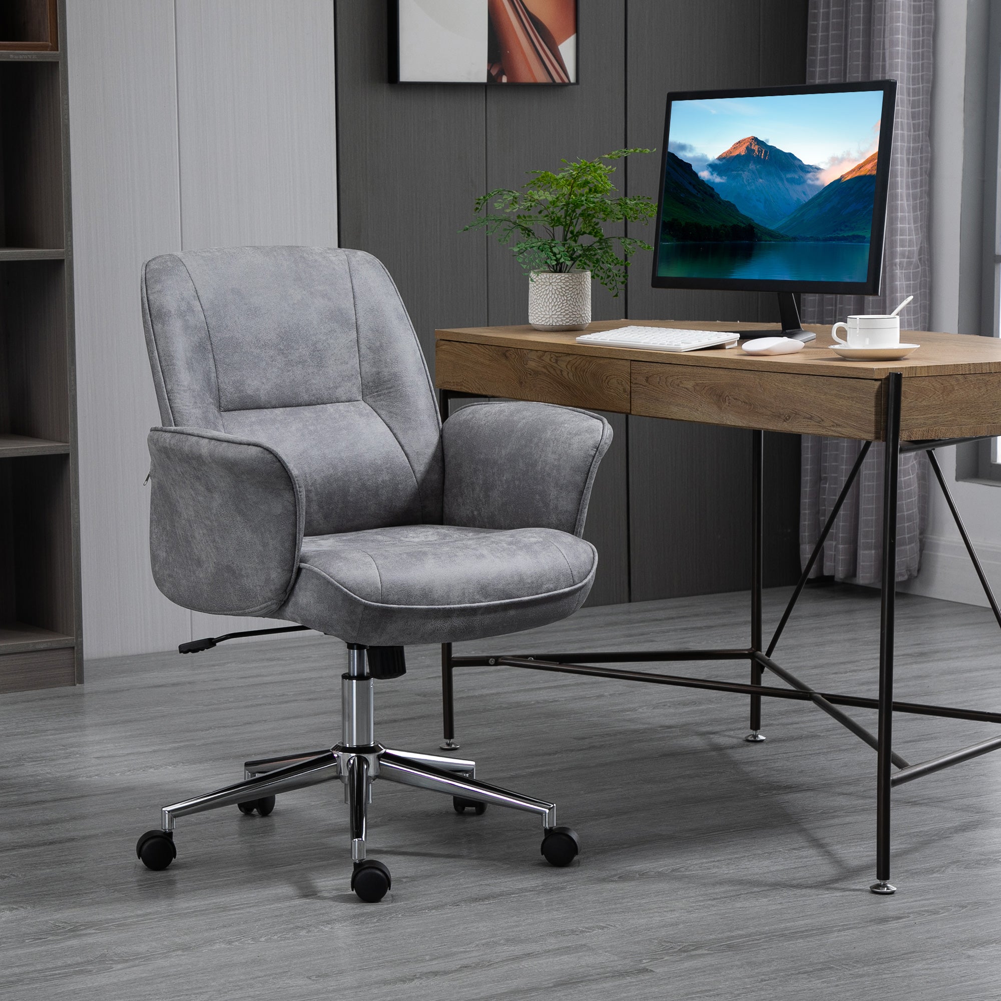 Cadeira de Escritório Ergonômica Cinza Claro 67x69x102cm