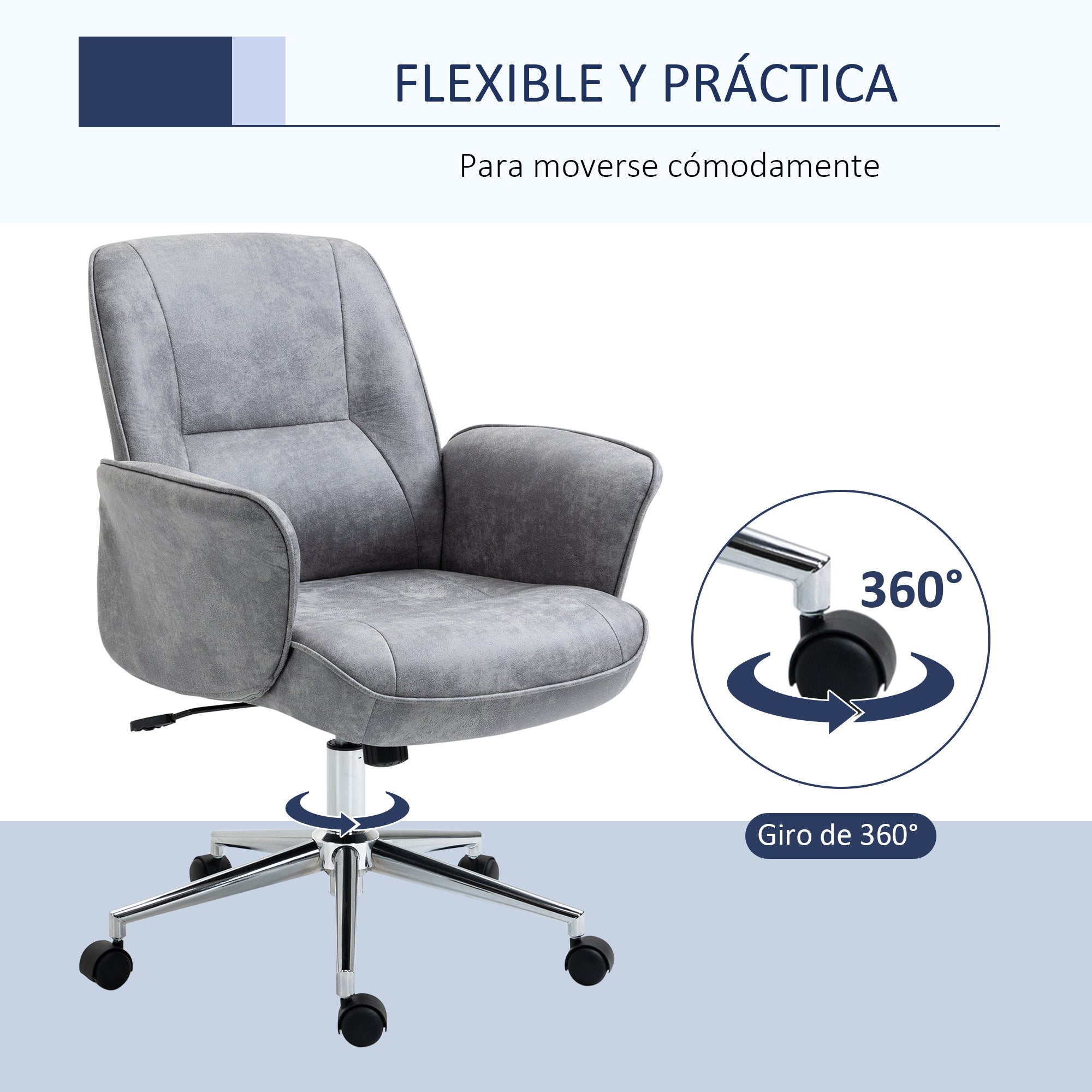 Cadeira de Escritório Ergonômica Cinza Claro 67x69x102cm