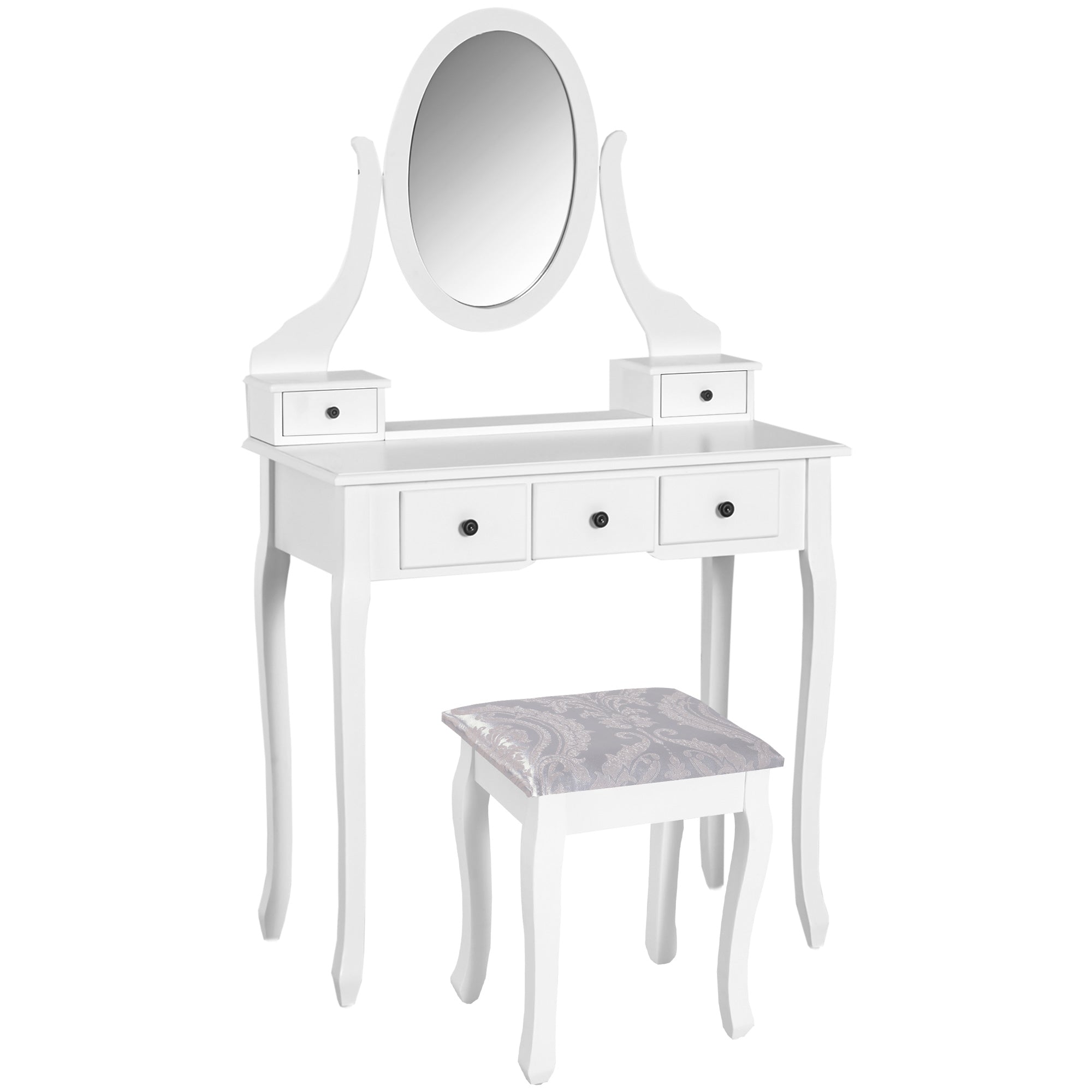 Toucador de Maquilhagem MDF e Madeira Maciça 80x40x140cm - Cor Branco